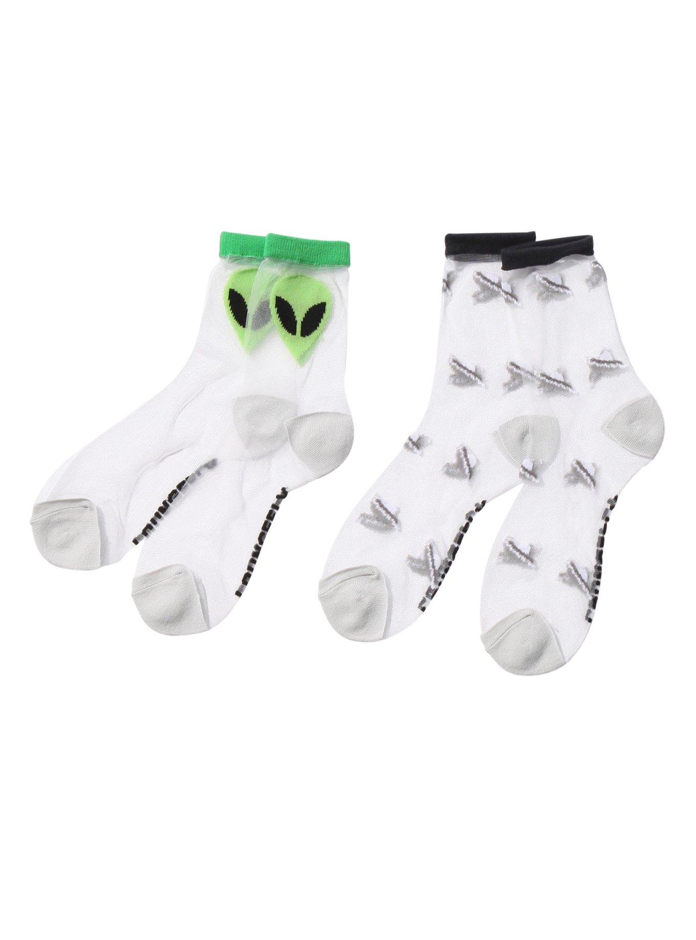 Loungefly Alien Sheer Ankle Sock 2 Pair, , alternate