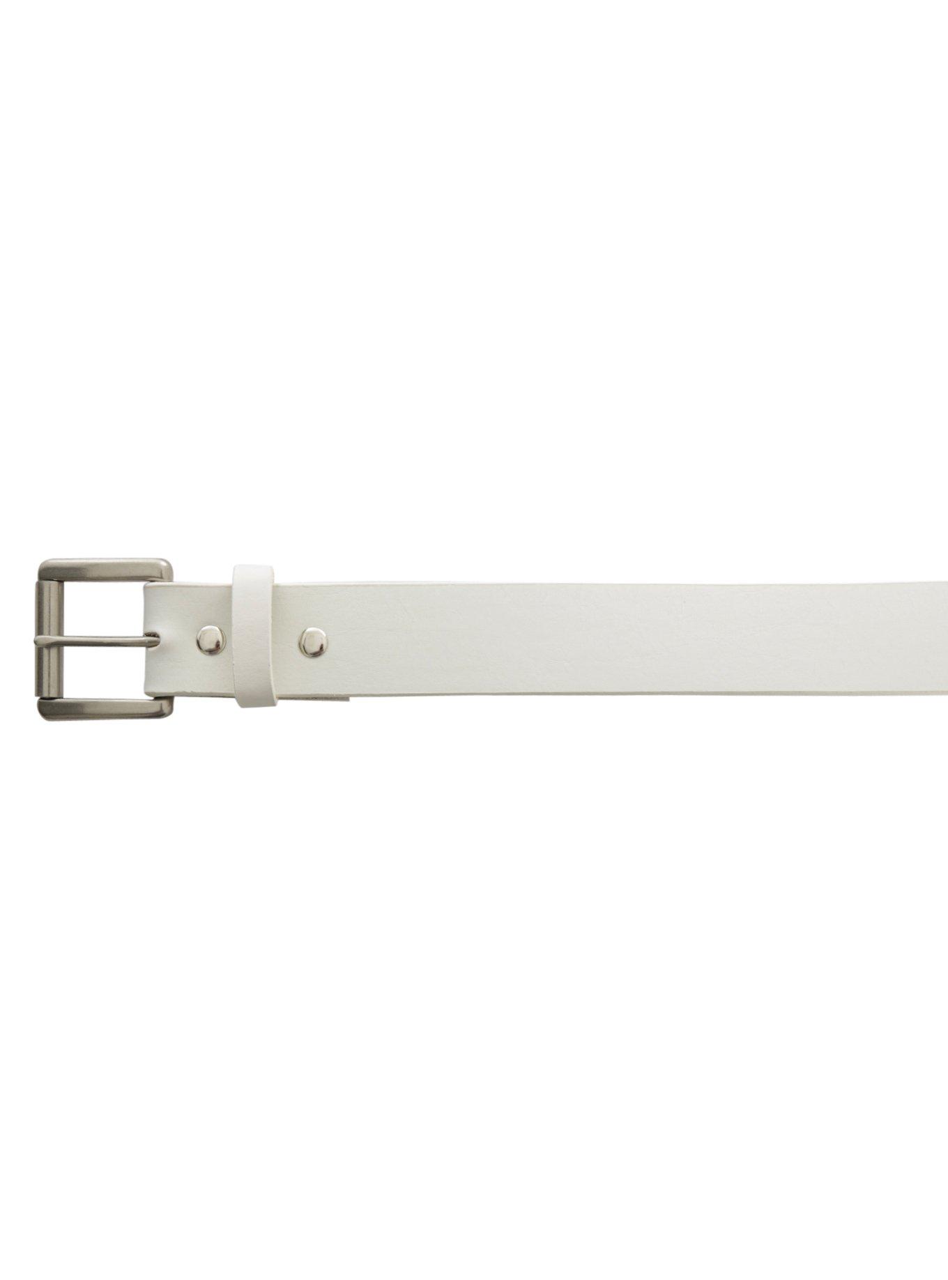 White Faux Leather Belt, , alternate