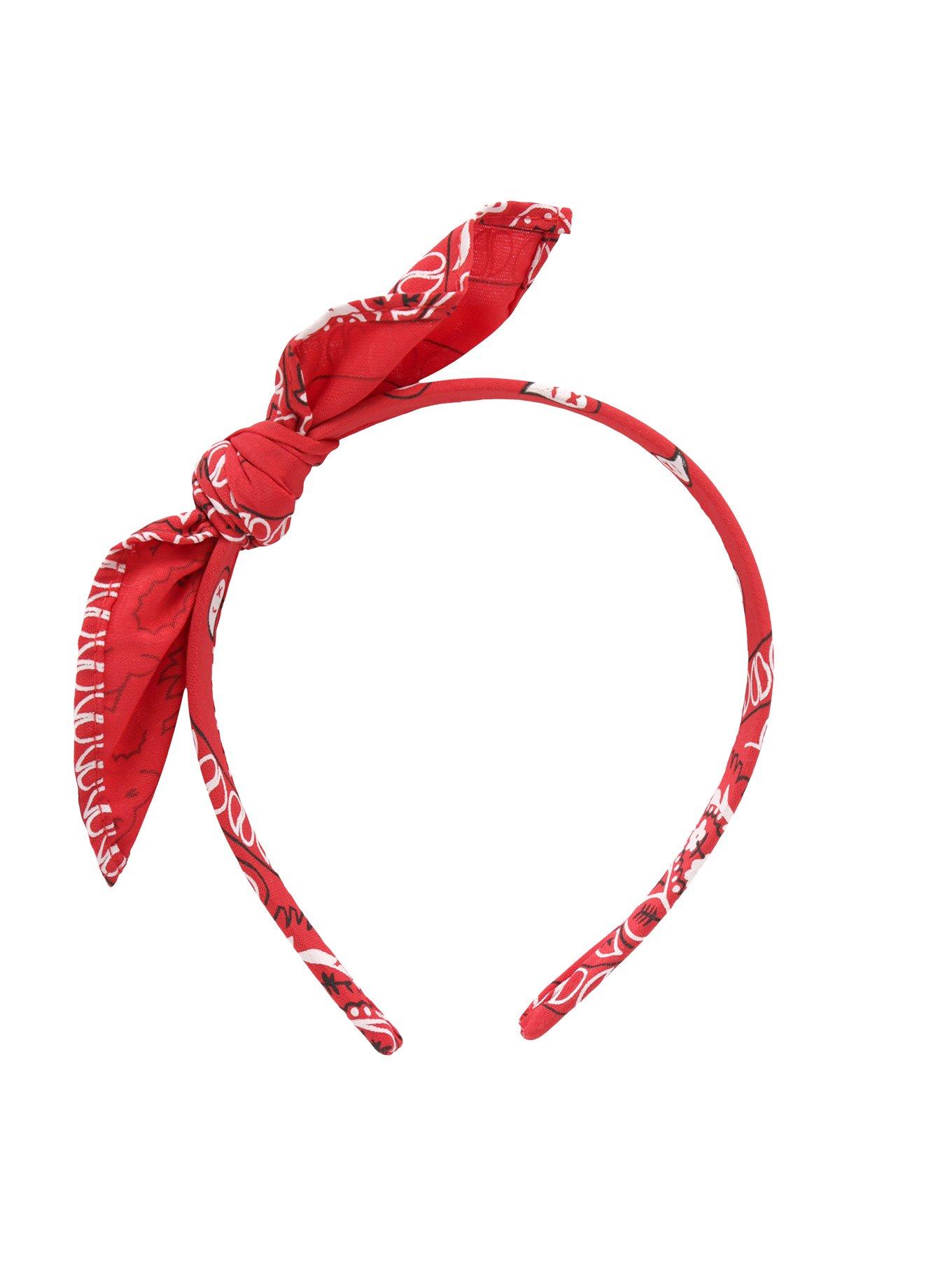 Blackheart Red Bandana Hard Headband, , alternate