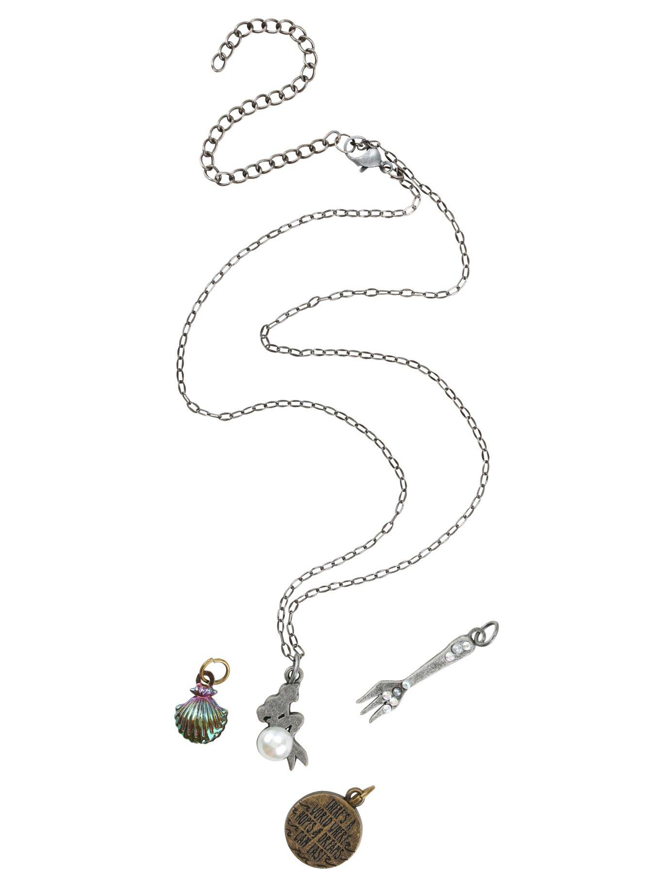 The Little Mermaid Charm Cluster Necklace, , alternate