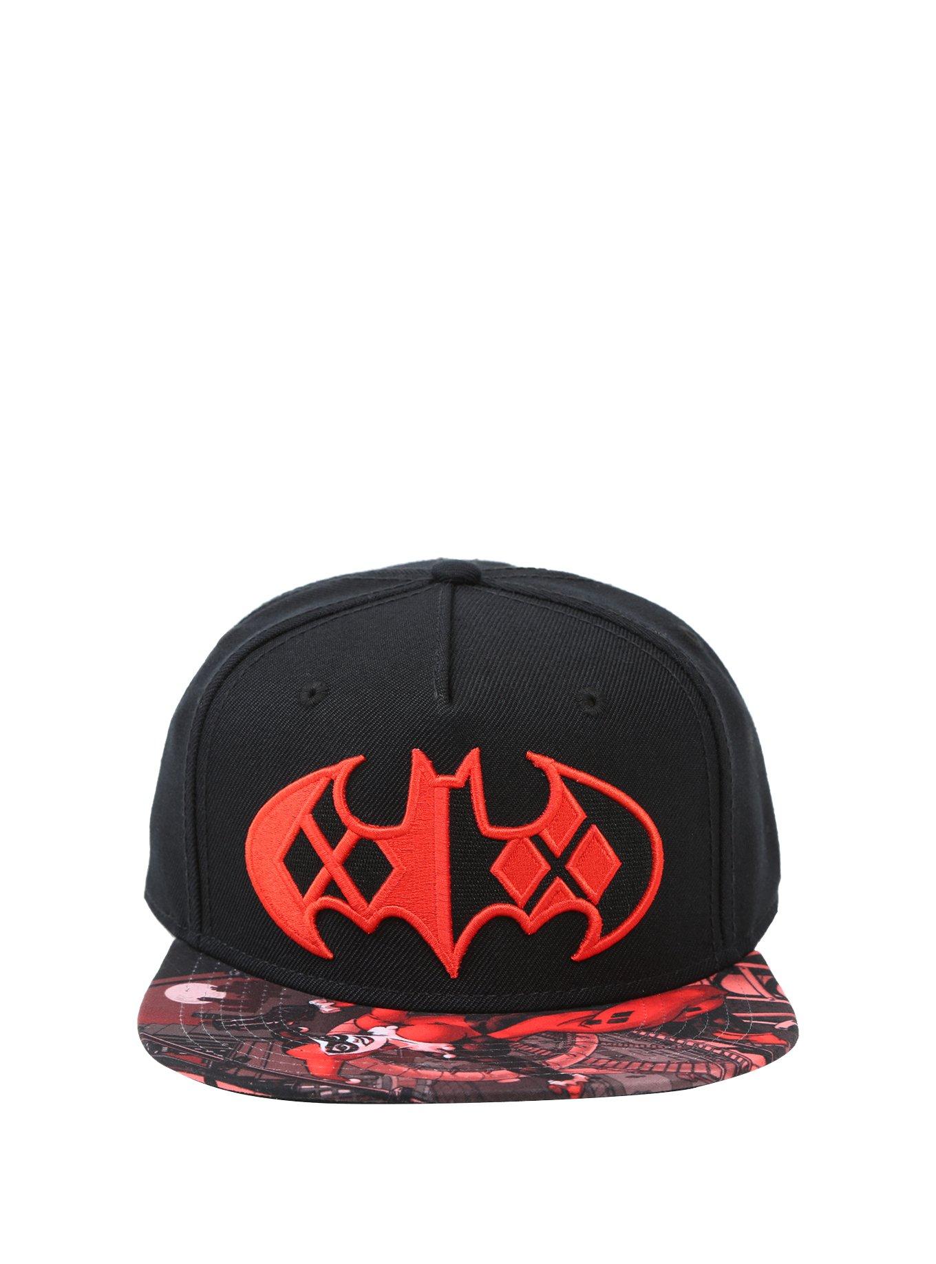 DC Comics Batman Harley Quinn Logo Sublimation Print Bill Snapback Hat, , alternate