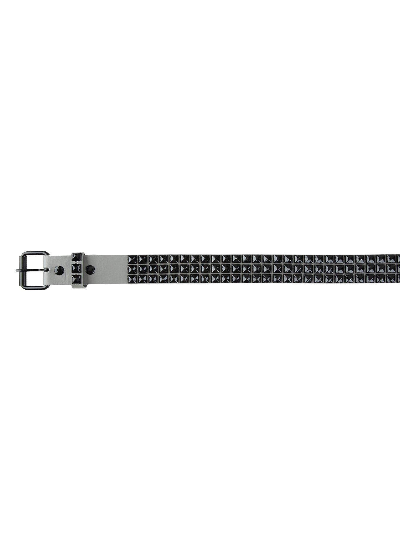 Grey & Black Pyramid Stud Belt, , alternate