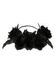 Blackheart Dragon Horn Black Rose Stretchy Headband, , alternate