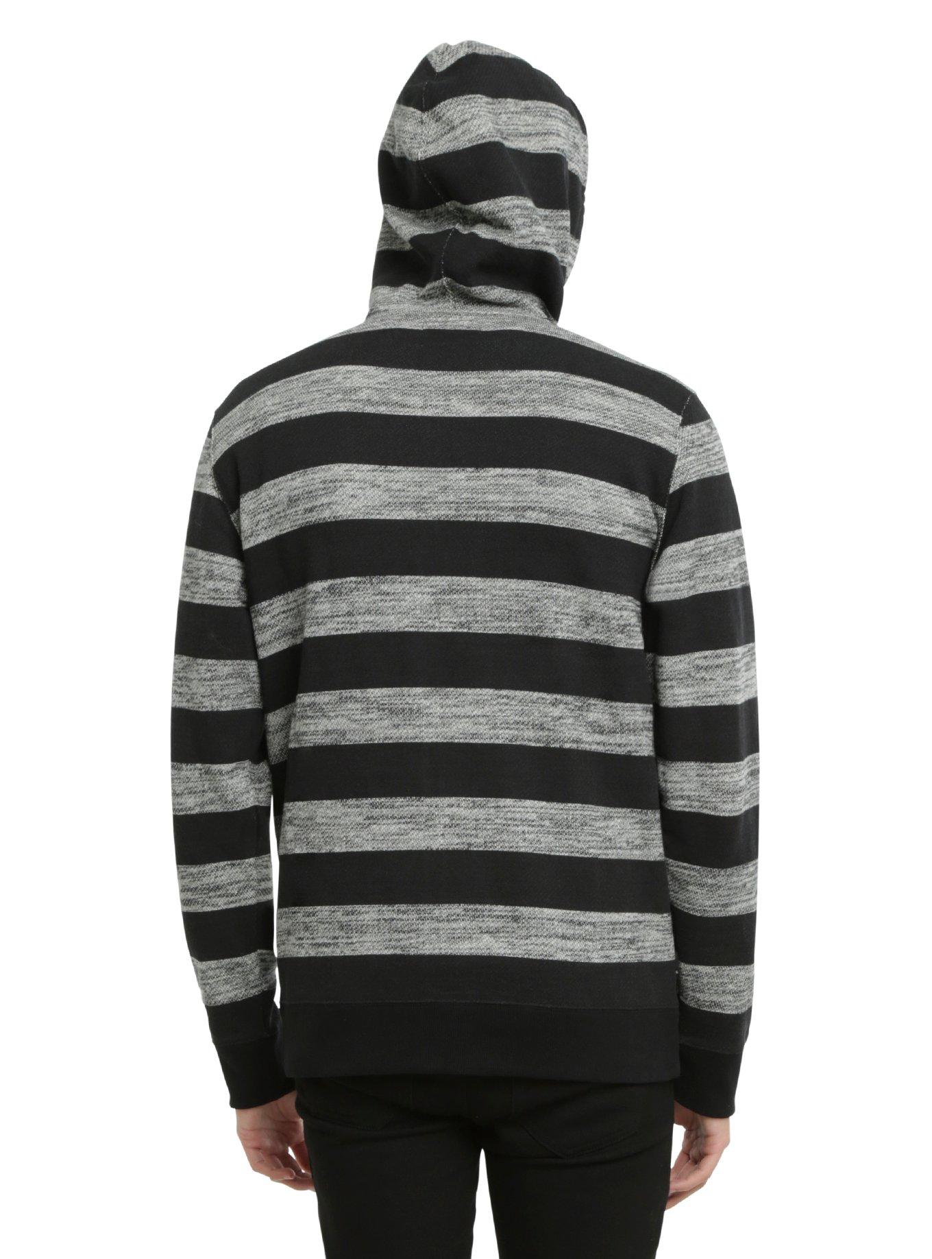 XXX RUDE Black & Grey Striped Hoodie, , alternate