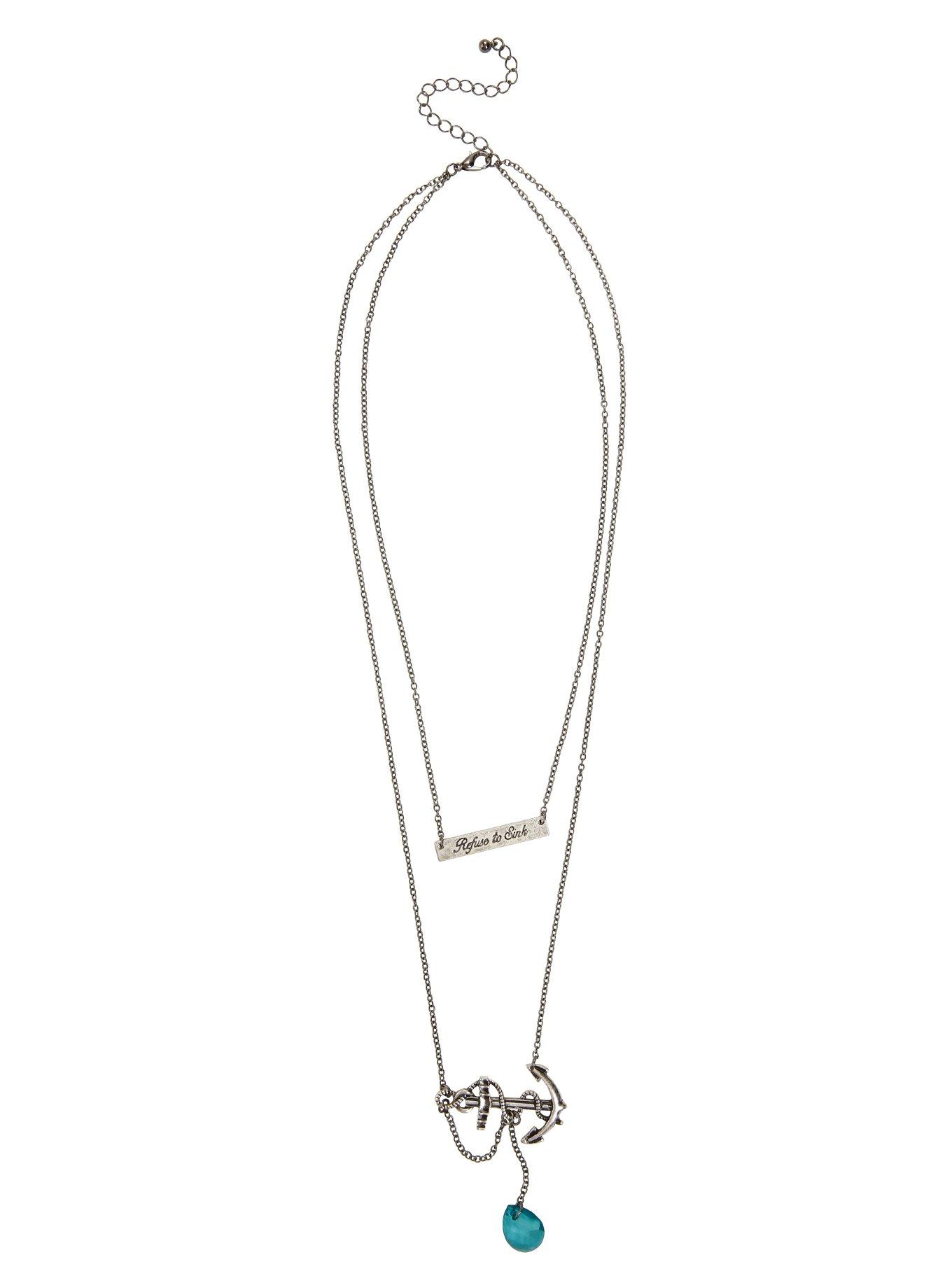Blackheart Refuse To Sink Anchor Layer Necklace, , alternate