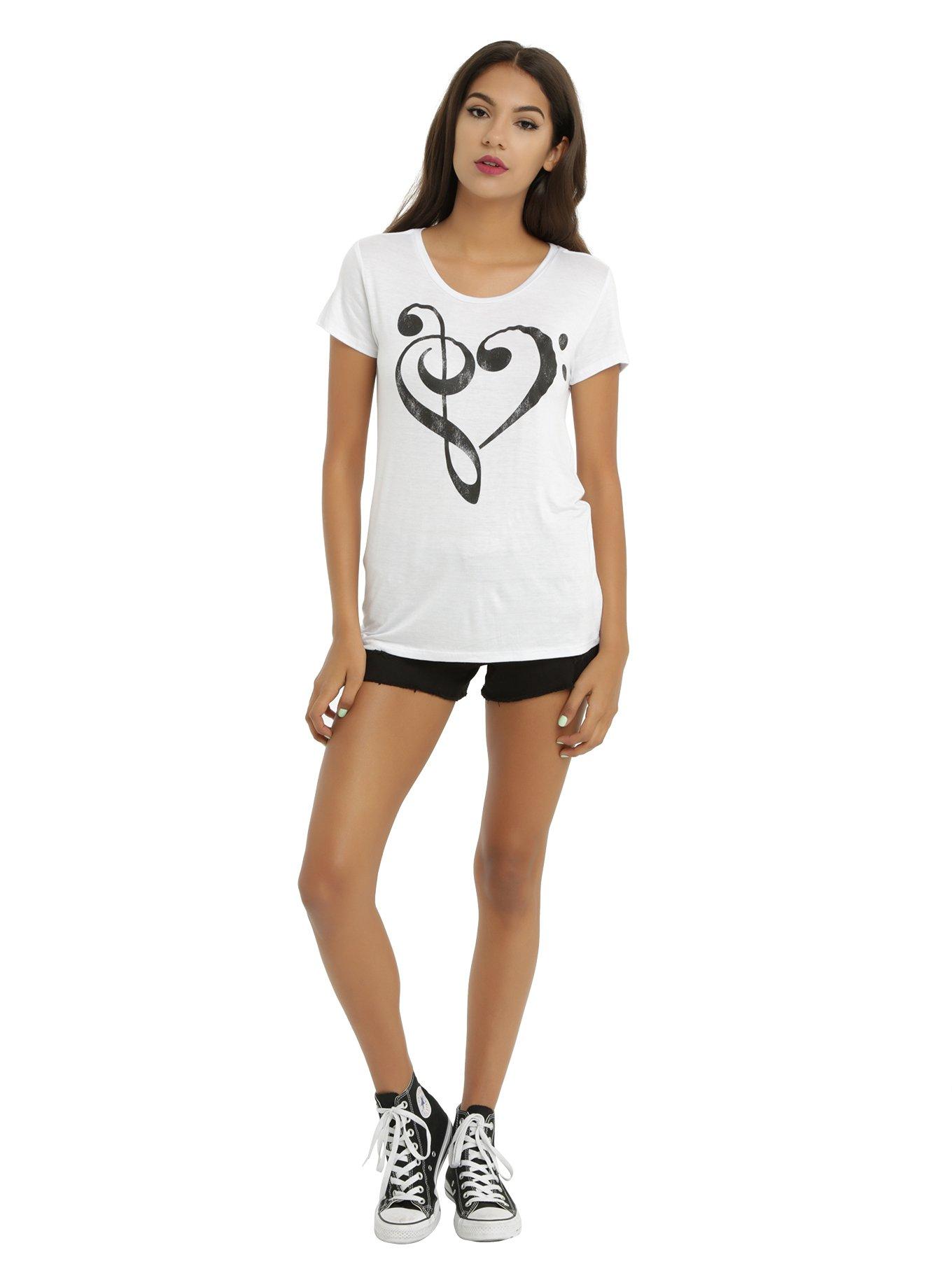 Music Clef Heart Girls T-Shirt, , alternate