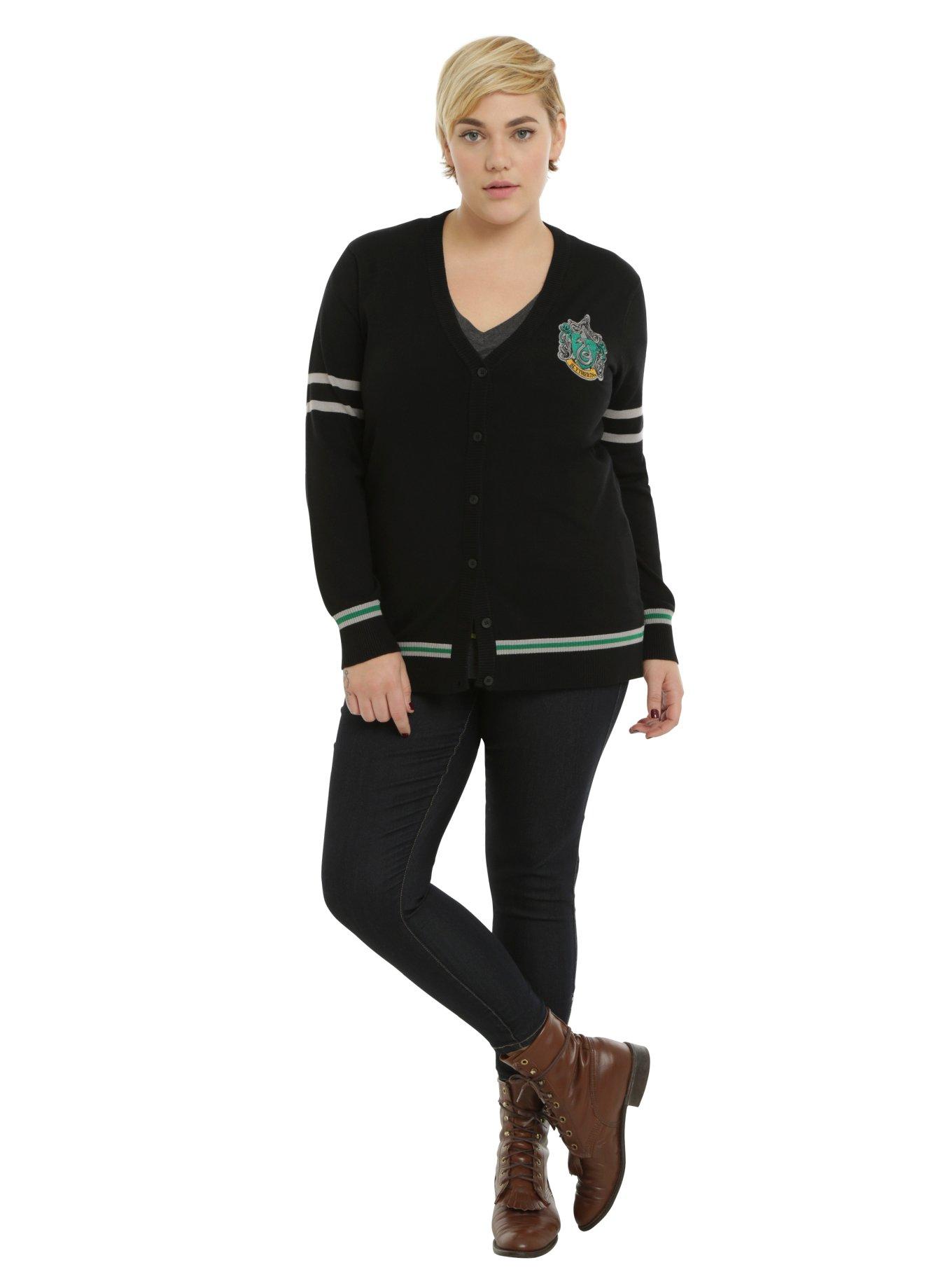 Harry Potter Slytherin Girls Cardigan Plus Size, BLACK, alternate