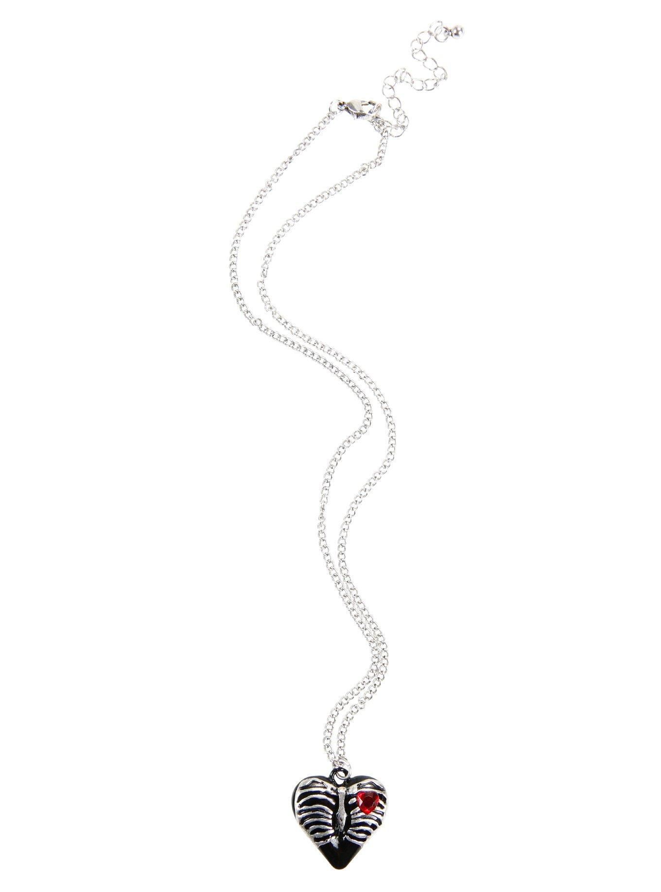 Blackheart Rib Cage Heart Chain Necklace, , alternate