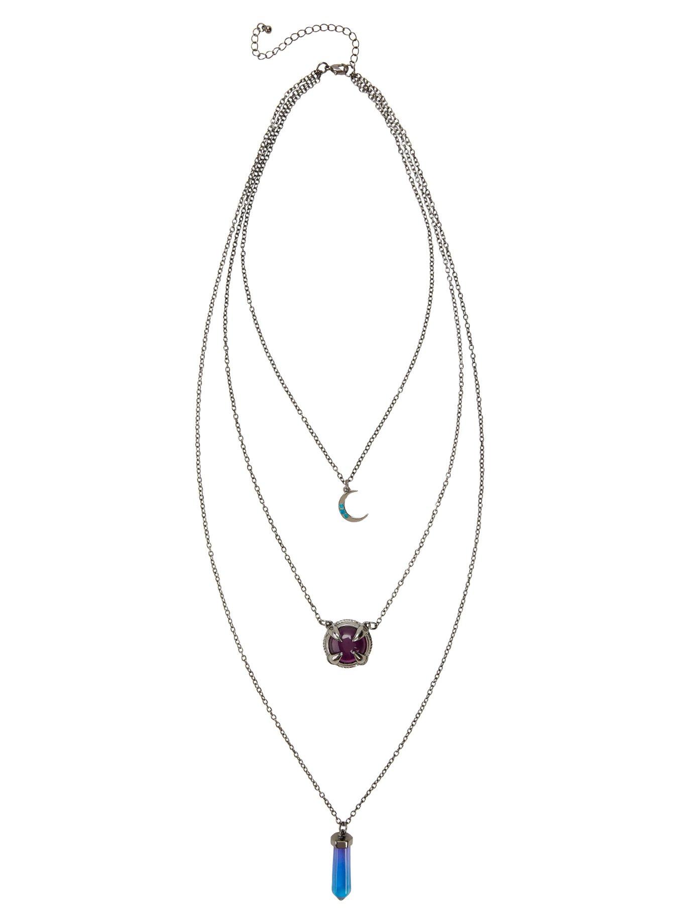 Blackheart Purple & Teal Crystal Layer Necklace, , alternate