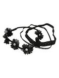 Blackheart Black Lace Flower & Studs Stretchy Headband Set, , alternate