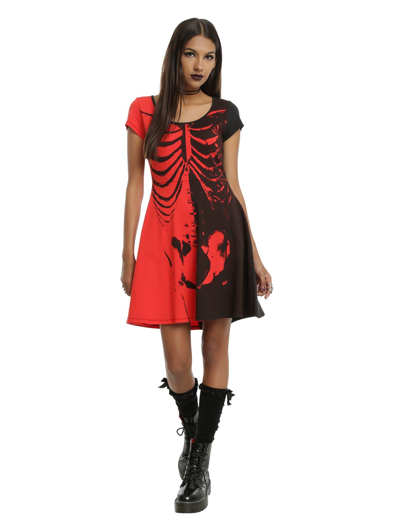 Iron Fist x Ash Costello Bat Royalty Rib Cage Black & Red Dress, , alternate