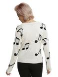 Ivory Music Note Girls Sweater, , alternate
