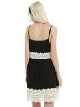 Black Crinkle Ivory Lace Strappy Dress, , alternate