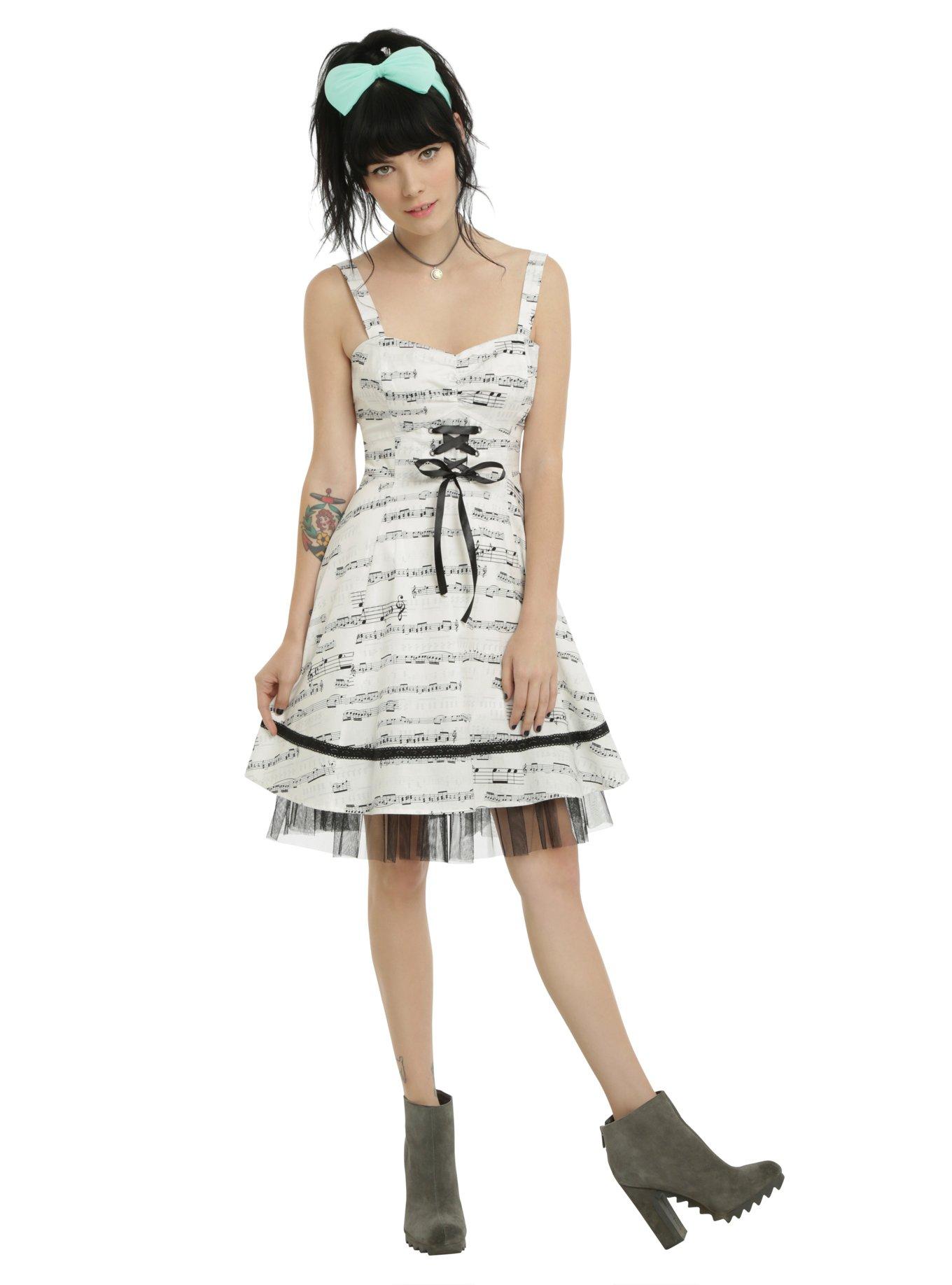 Ivory & Black Music Note Dress, , alternate