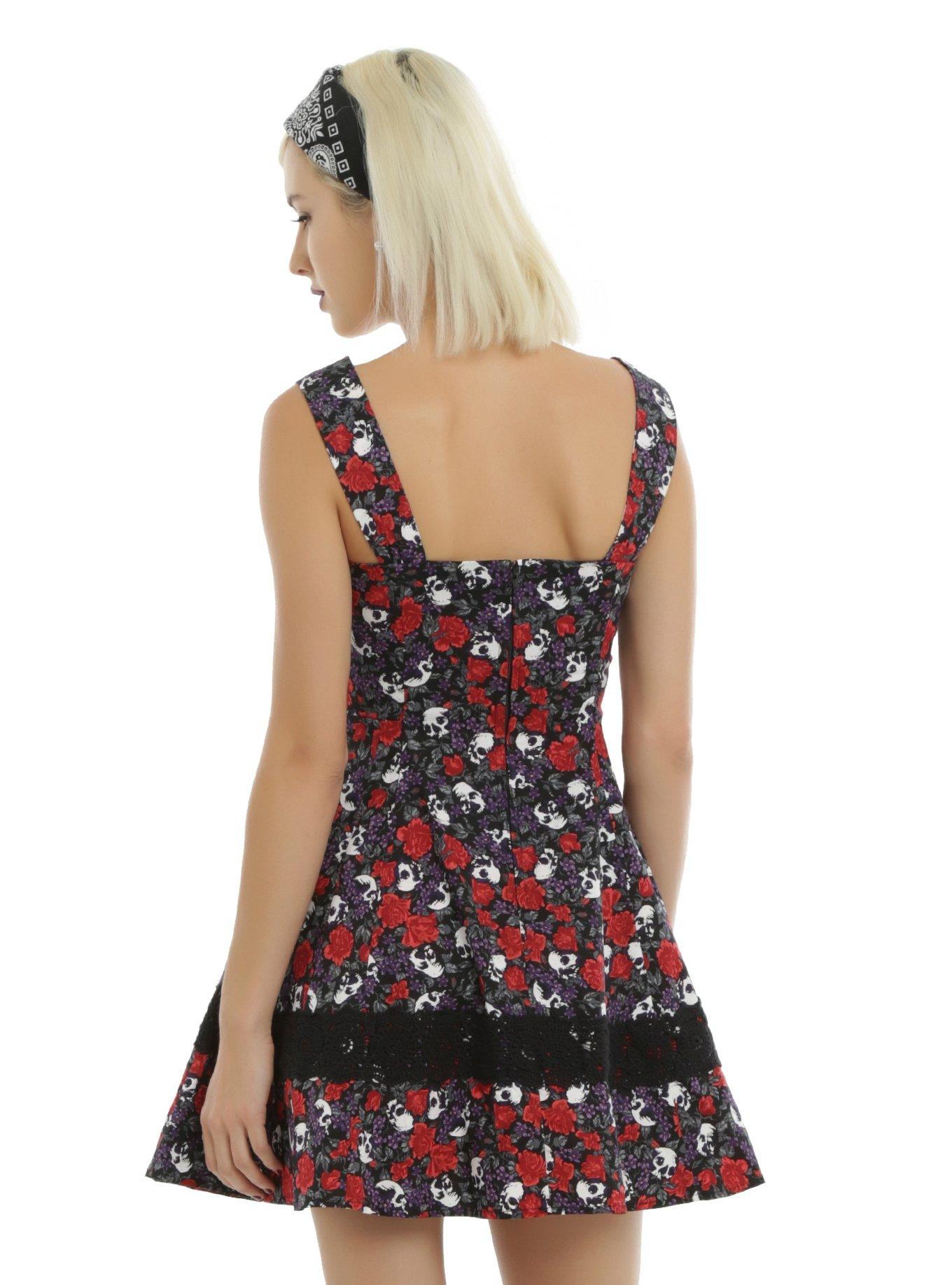 Purple & Red Skull Rose Dress, , alternate