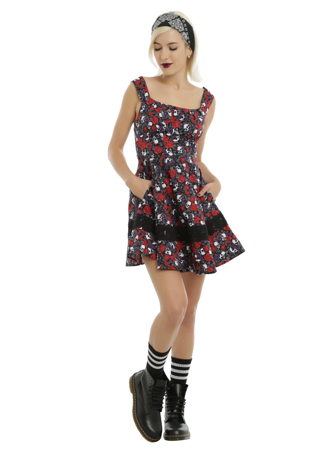 Purple & Red Skull Rose Dress, , alternate