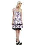 White & Purple Floral Insect Halter Dress, , alternate