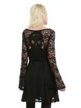 Black Lace Long Bell Sleeve Skater Dress, , alternate