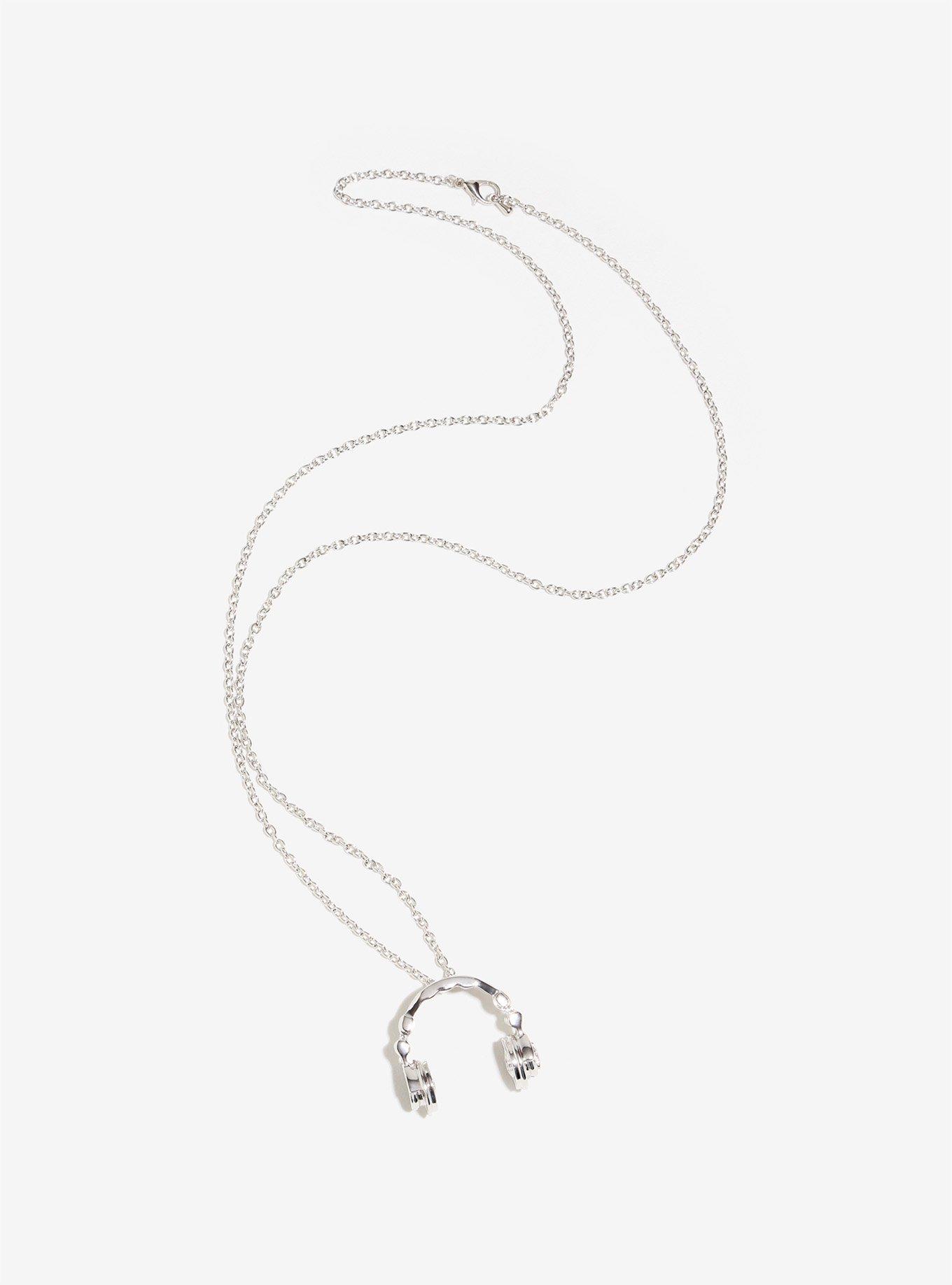 Sound Headz 14K White Gold Plated DJ Headphone Necklace, , alternate