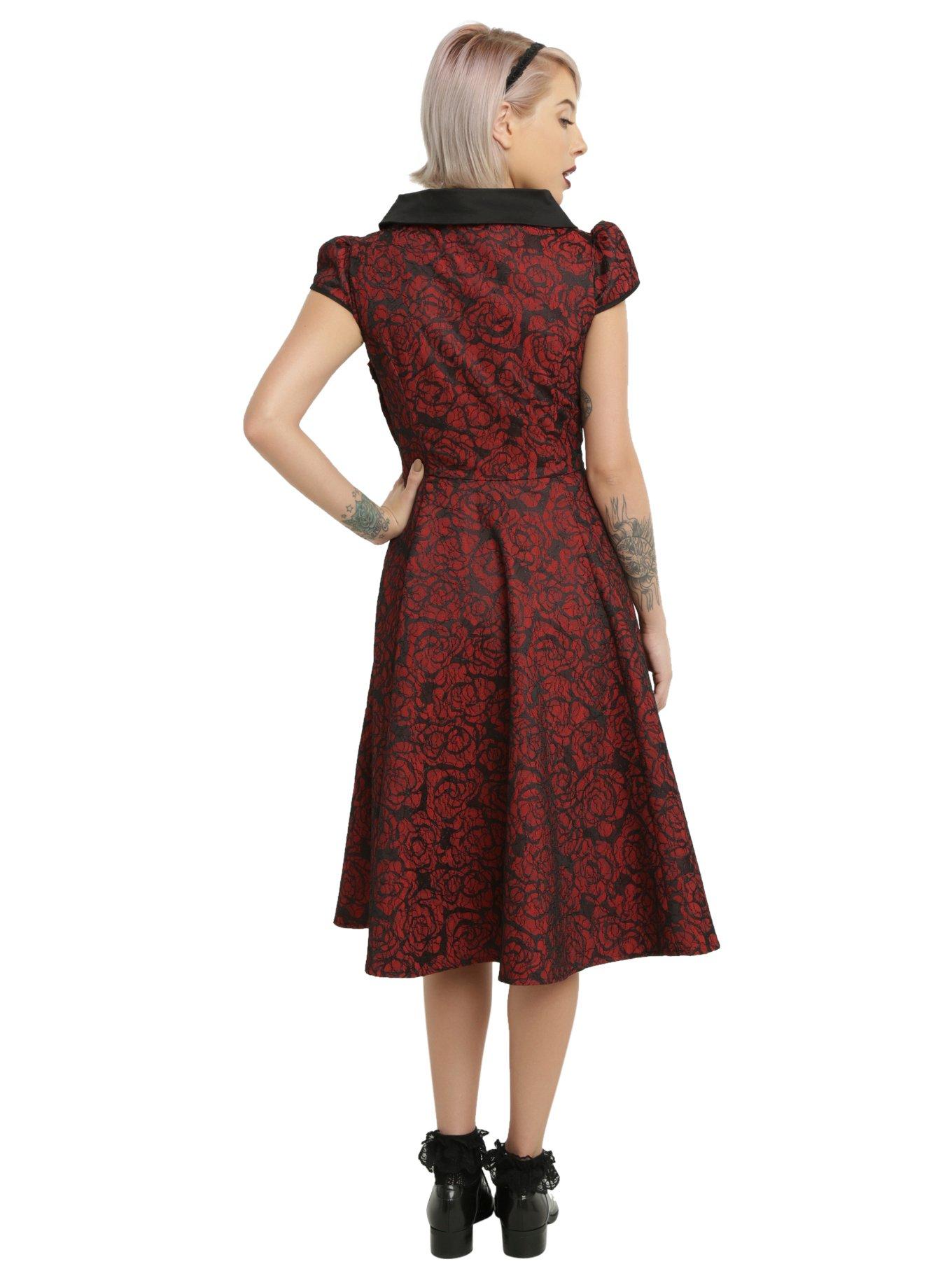 Red Brocade Swing Dress, , alternate