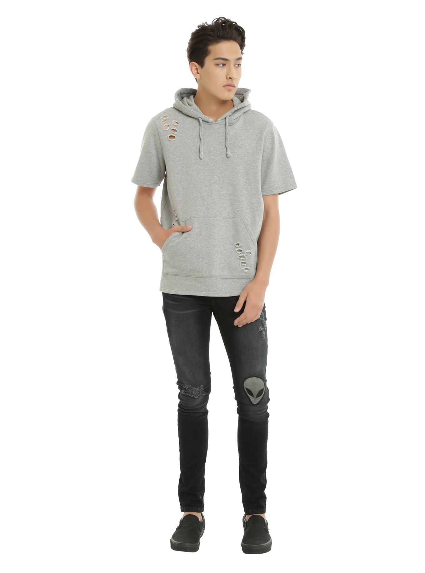 Tyler Carter Short-Sleeve Destructed Hoodie, , alternate