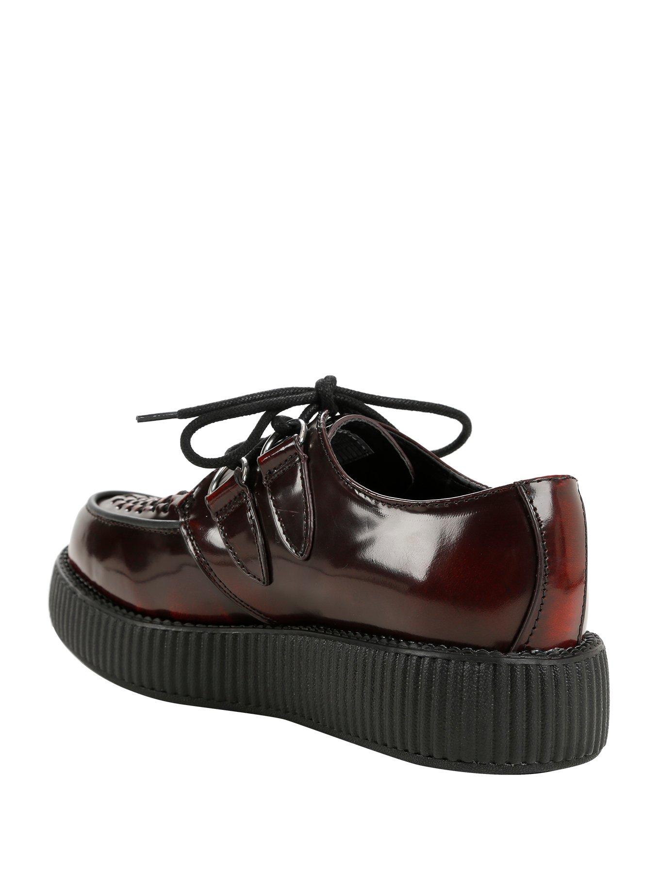 T.U.K. Burgundy Rub Off Viva Low Sole Creepers, , alternate