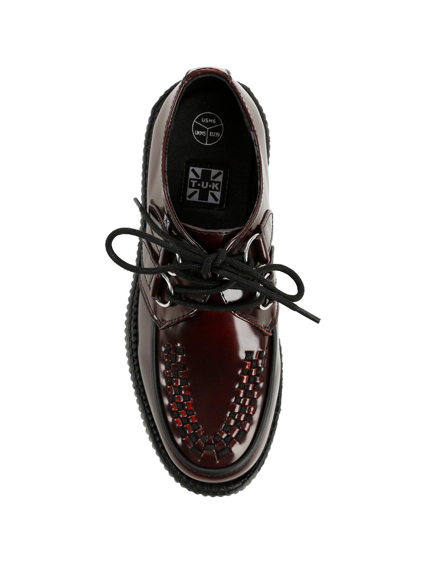 T.U.K. Burgundy Rub Off Viva Low Sole Creepers, , alternate