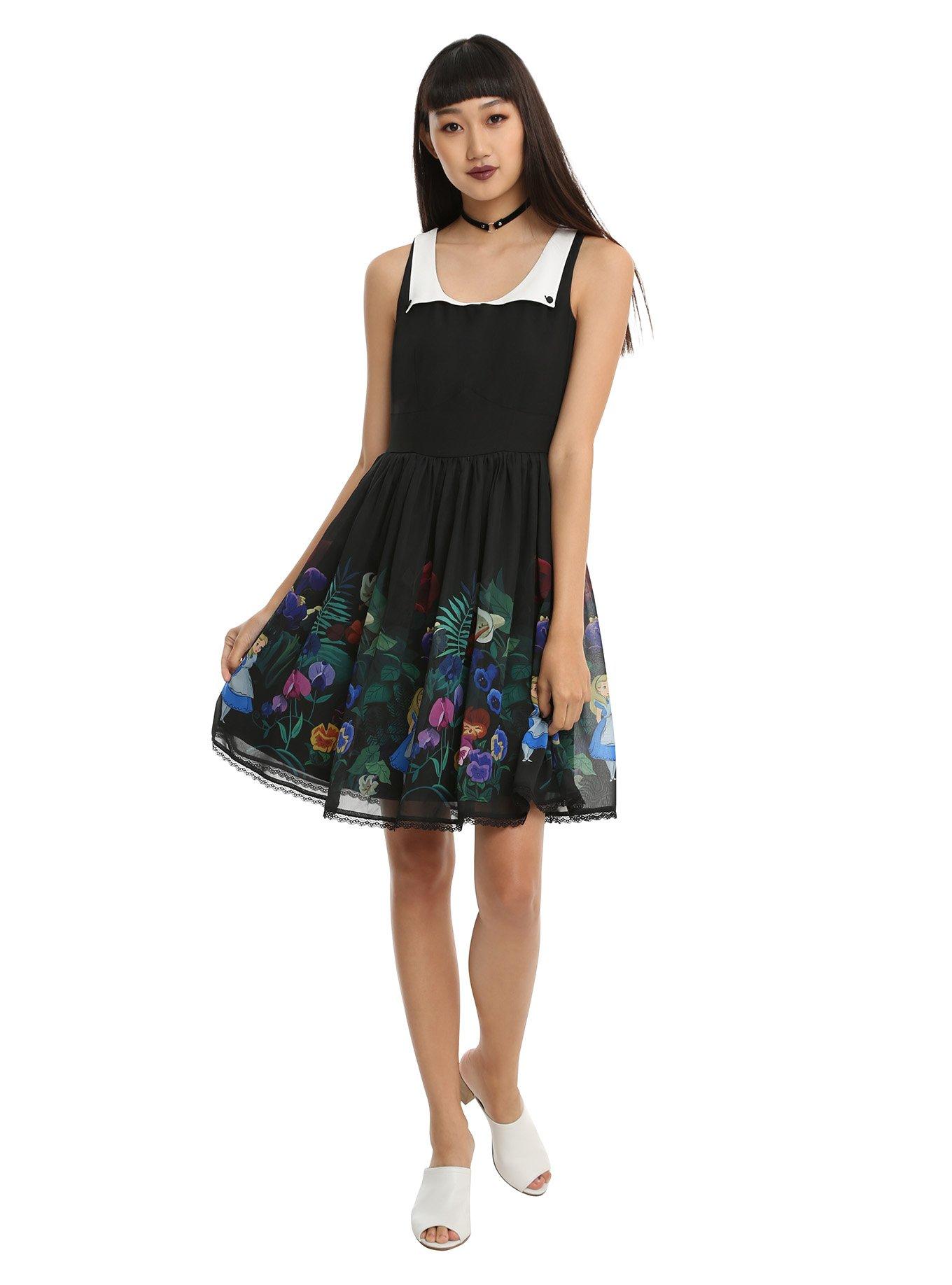 Disney Alice In Wonderland Collar Floral Dress, , alternate