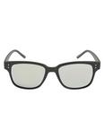 Black Mirror Lens Thin Retro Sunglasses, , alternate
