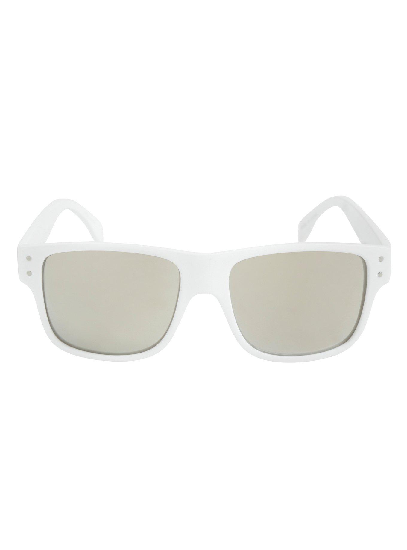 White Mirror Lens Flat Top Sunglasses, , alternate