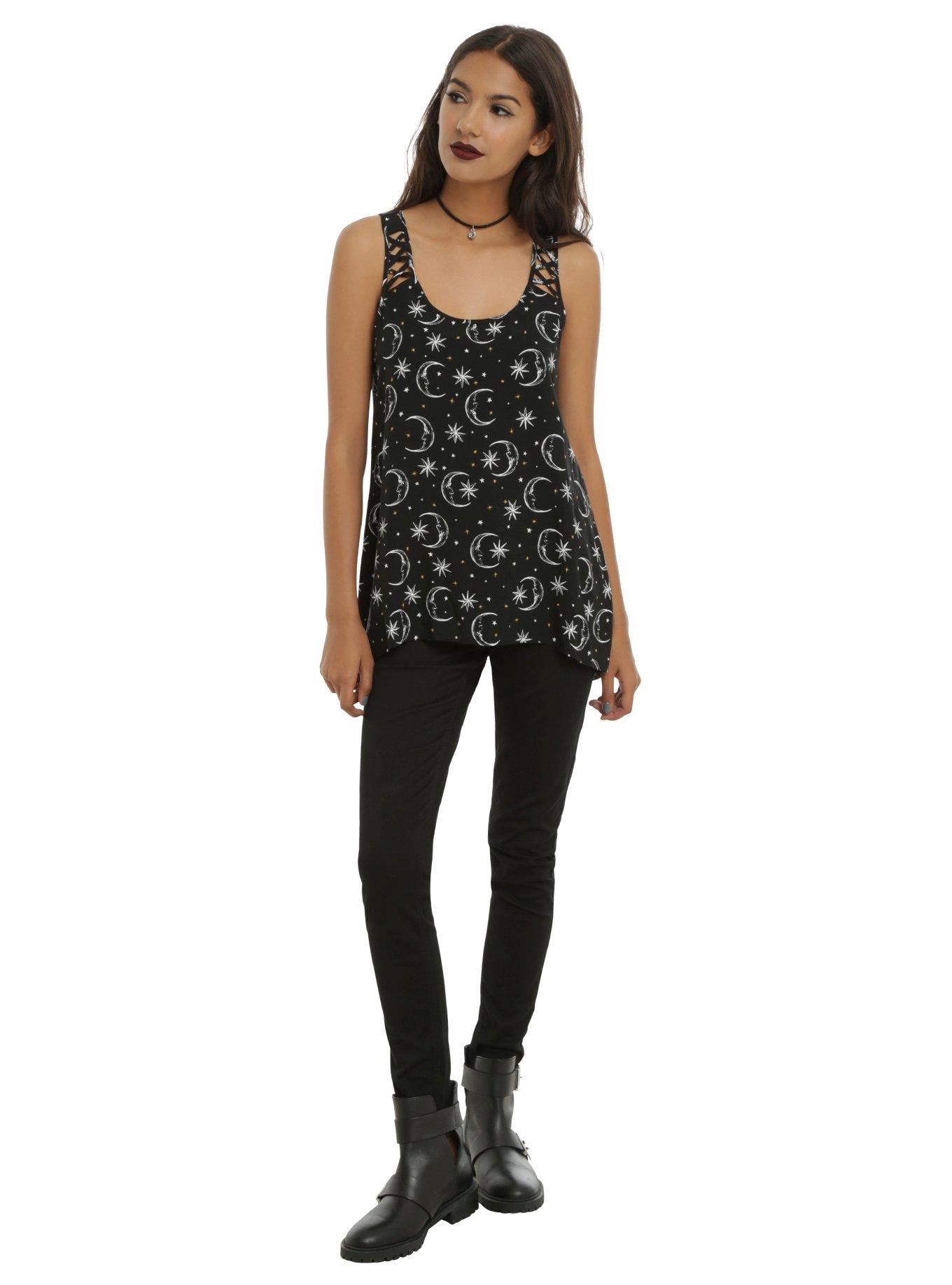 Moon & Stars Cross Back Girls Tank Top, , alternate