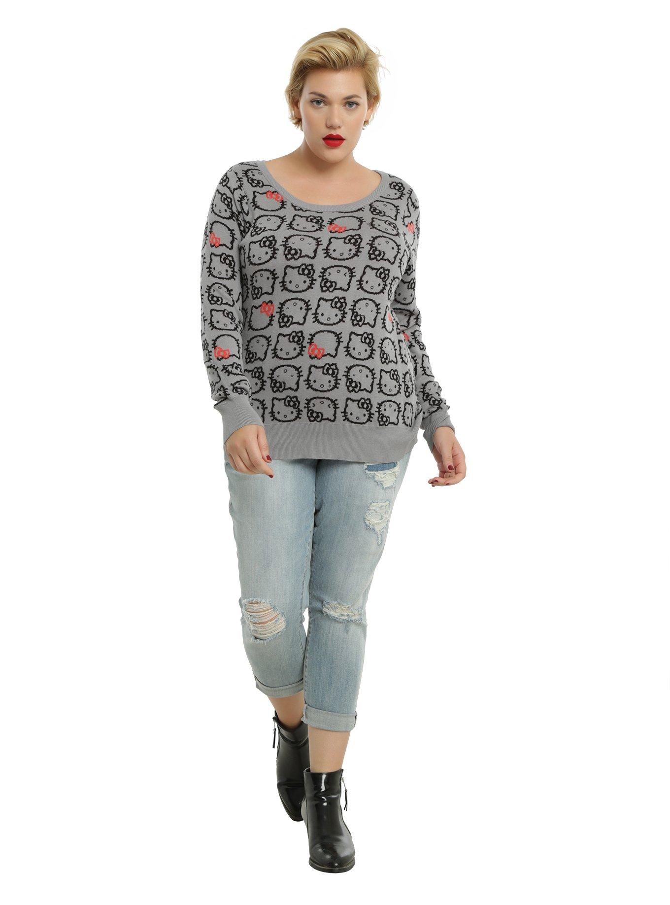 Hello Kitty Allover Print Girls Sweater Plus Size, , alternate