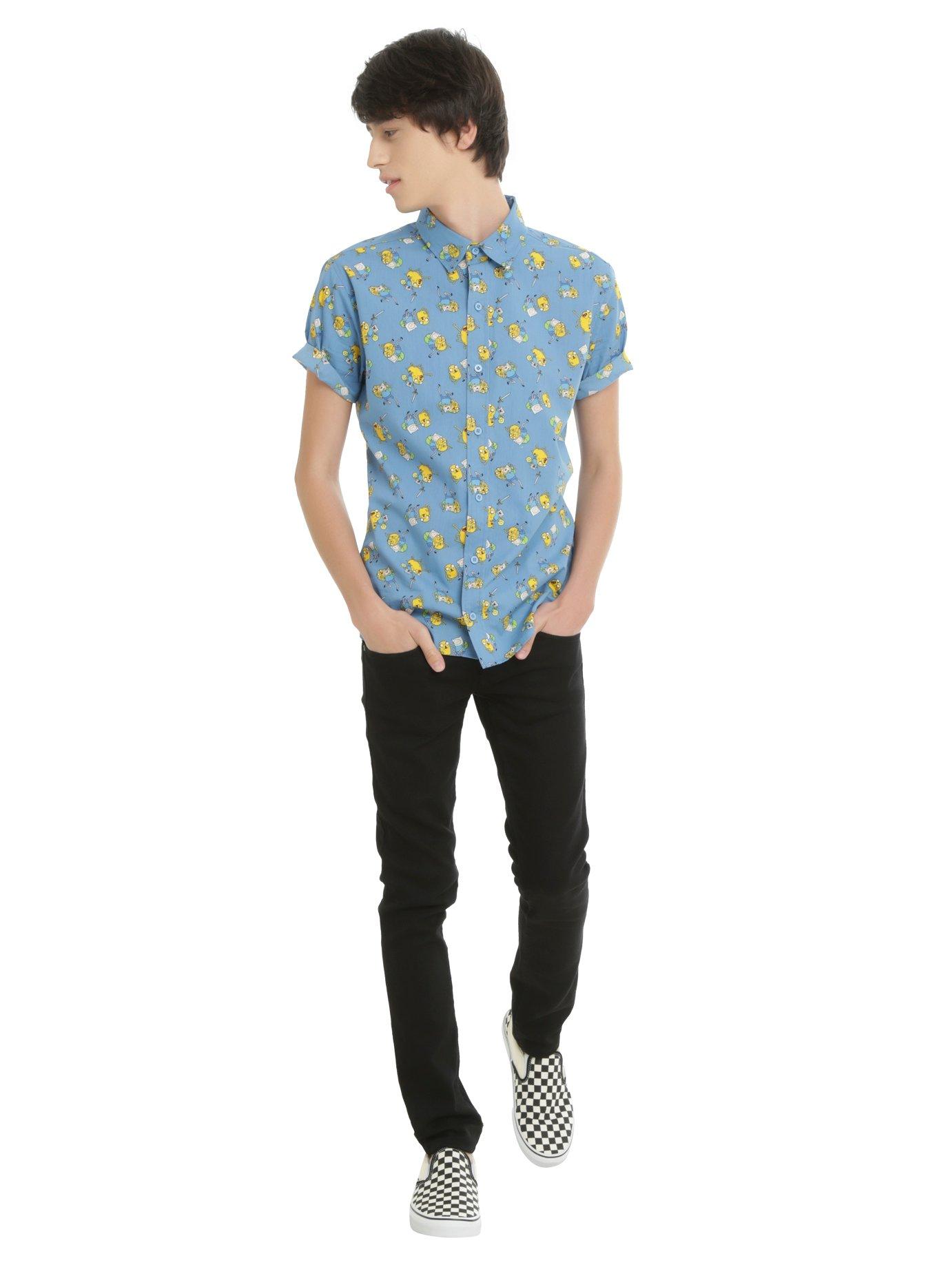 Cartoon Network Adventure Time Finn & Jake Short-Sleeved Woven Button-Up, , alternate