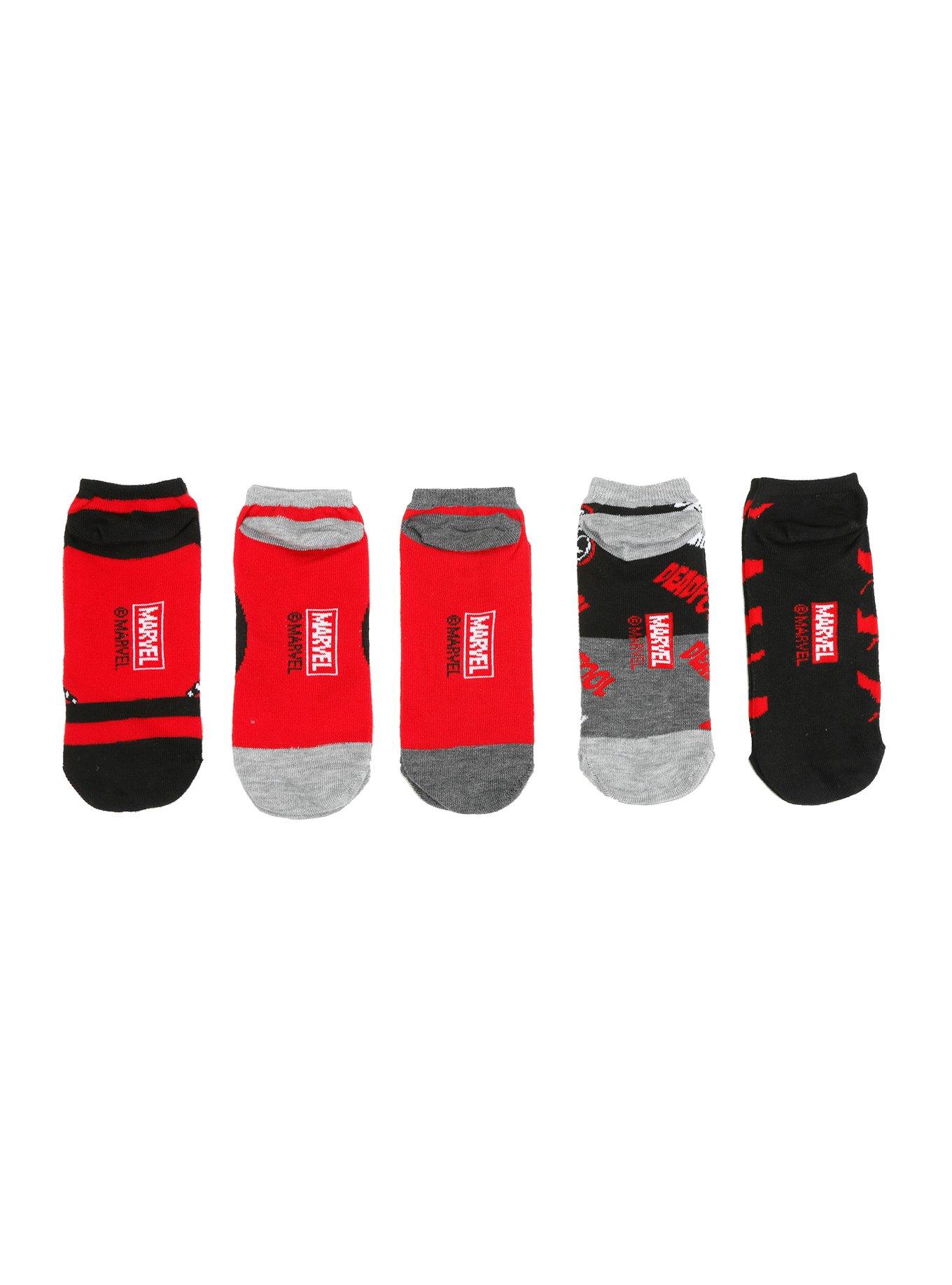 Marvel Deadpool Logos No-Show Socks 5 Pair, , alternate