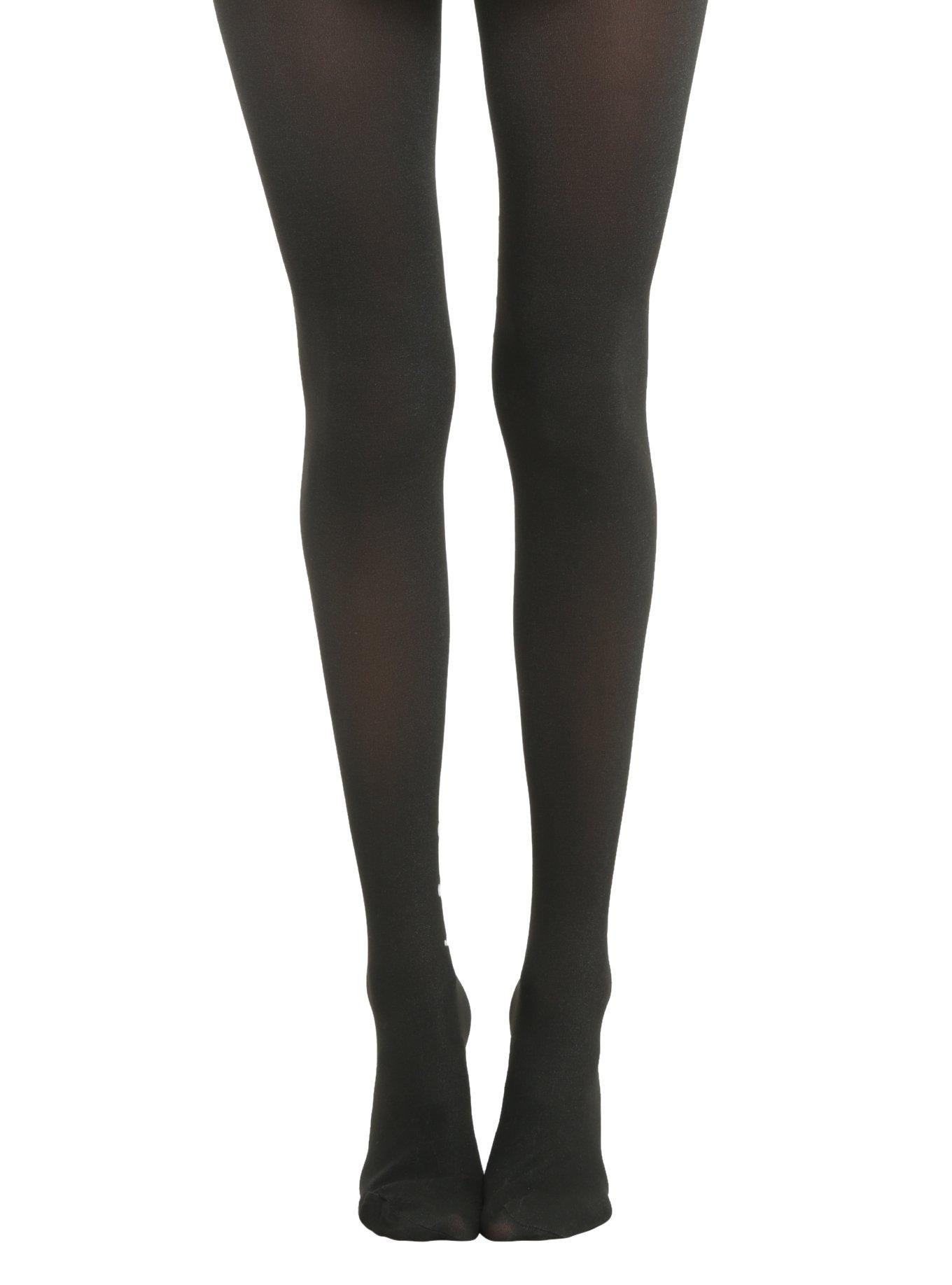 Blackheart Black & White Lace-Up Tights, , alternate
