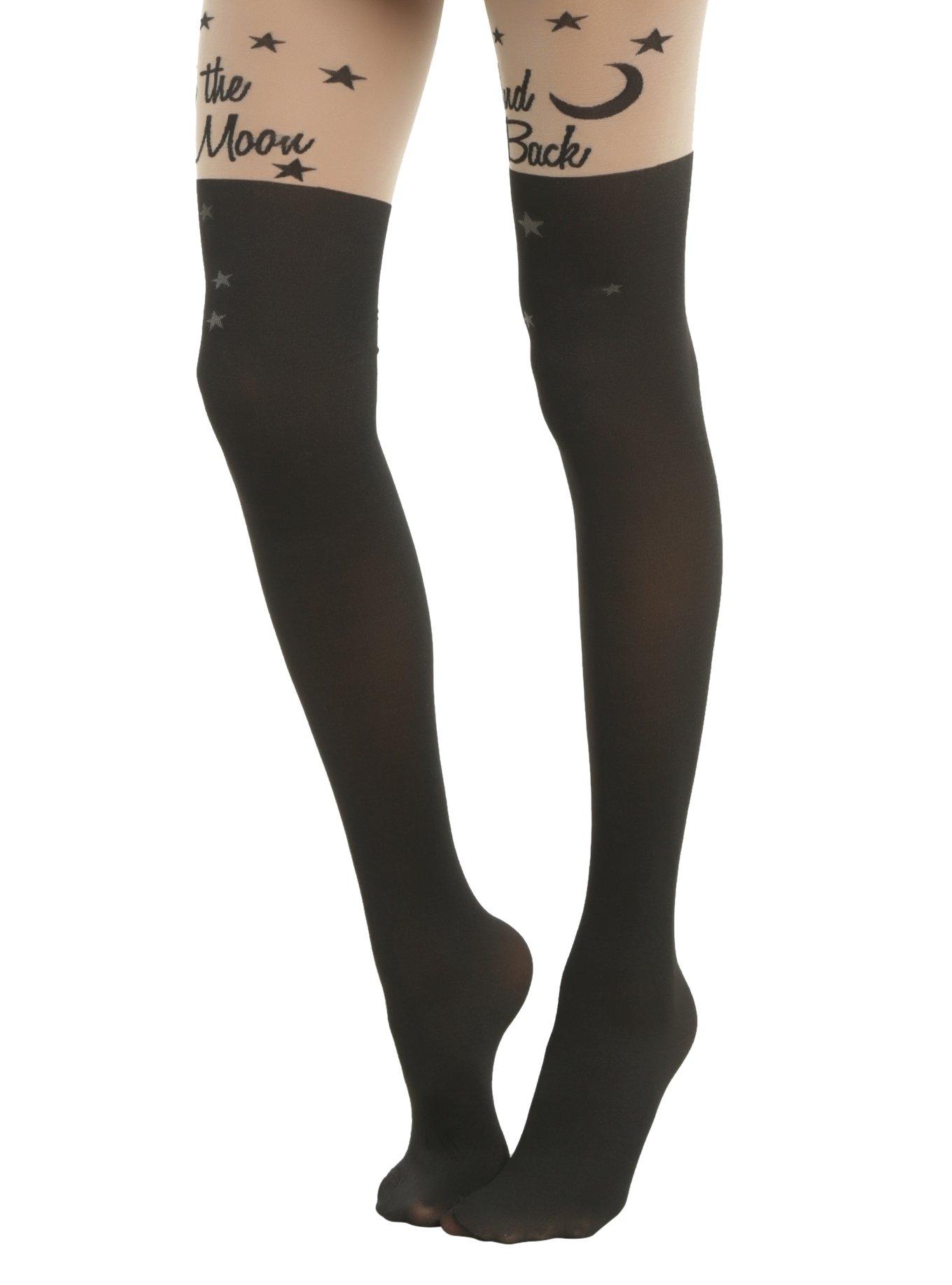 Blackheart To The Moon & Back Faux Thigh High Tights, , alternate