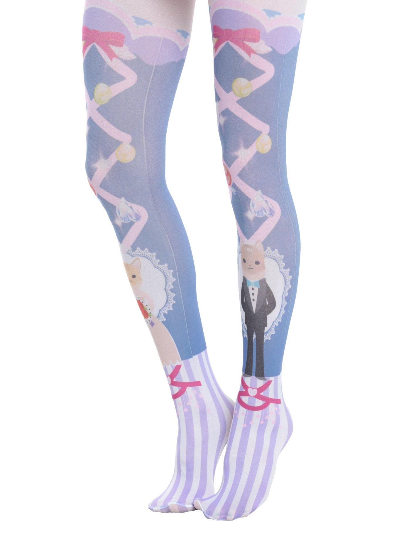 Blackheart Lolita Wedding Cats Tights, , alternate