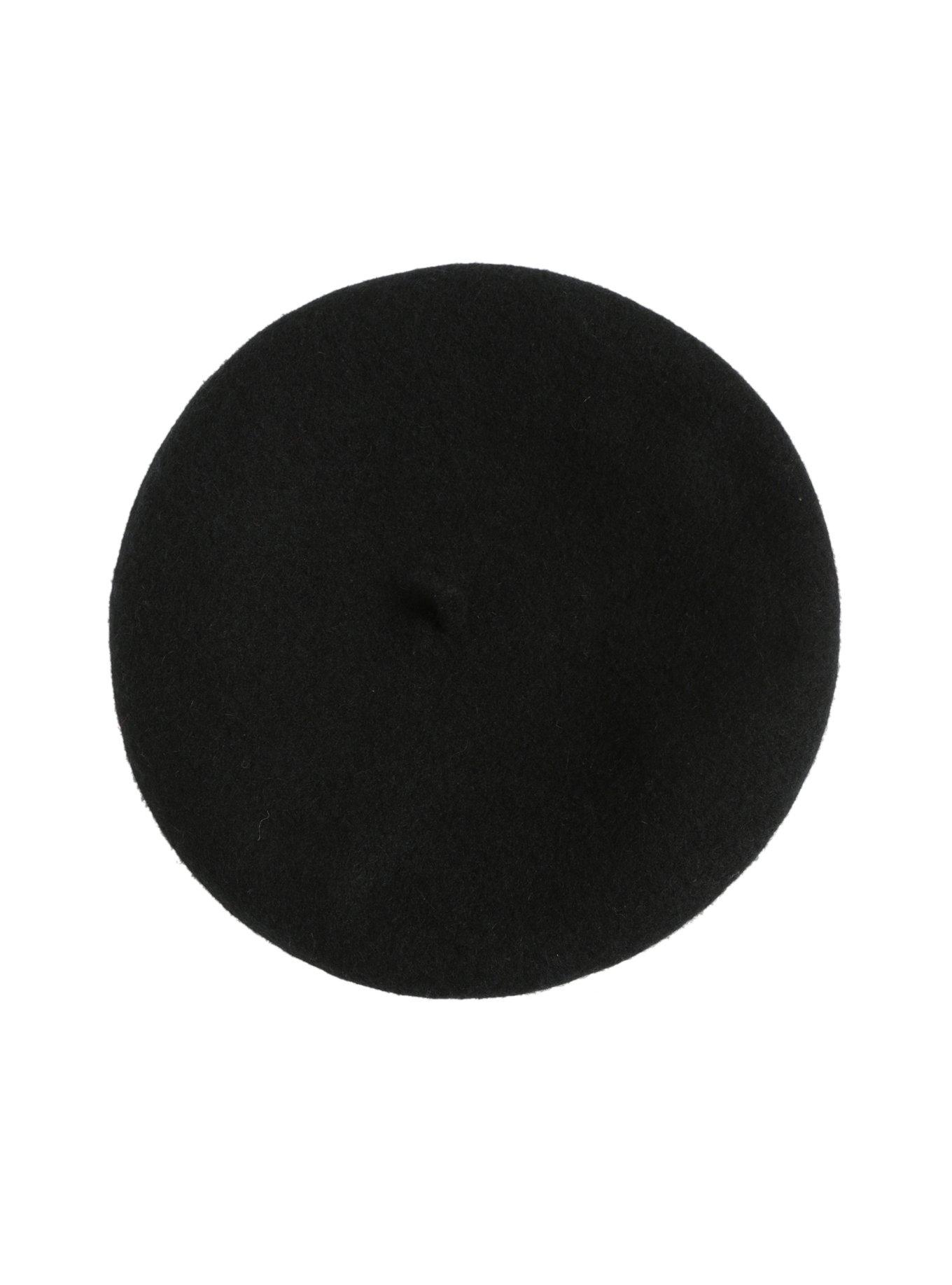 Black Wool Felt Beret, , alternate