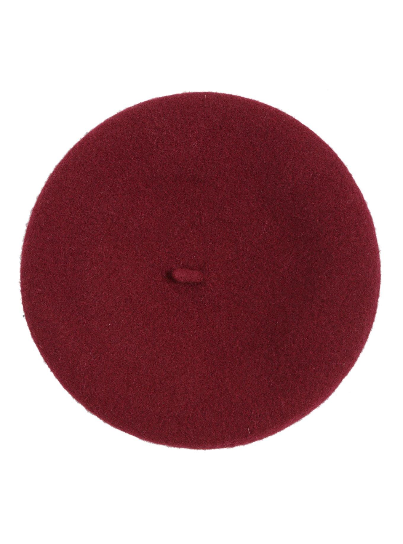 Maroon Wool Felt Beret, , alternate