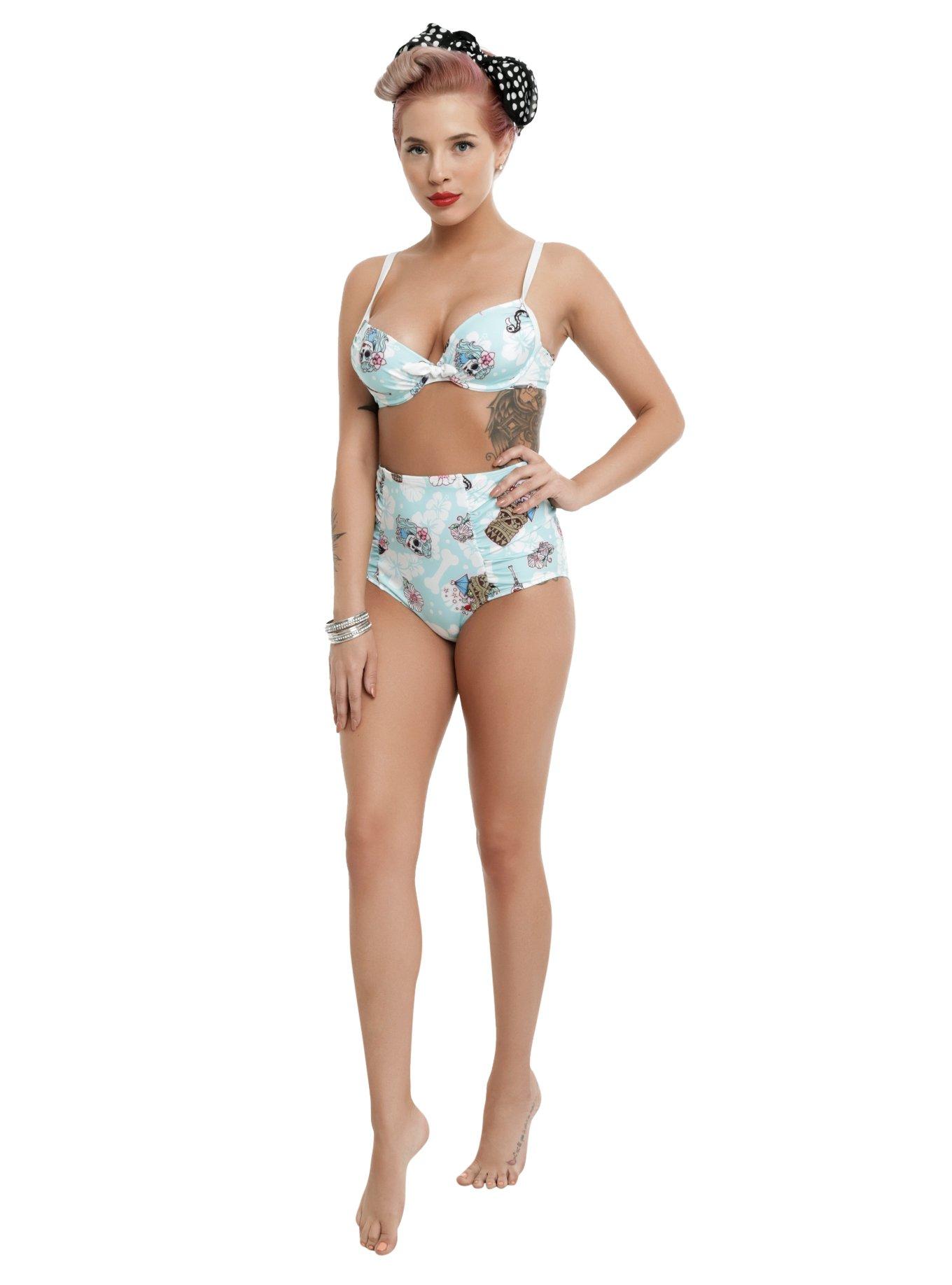 Hell Bunny Suki Swim Top, , alternate
