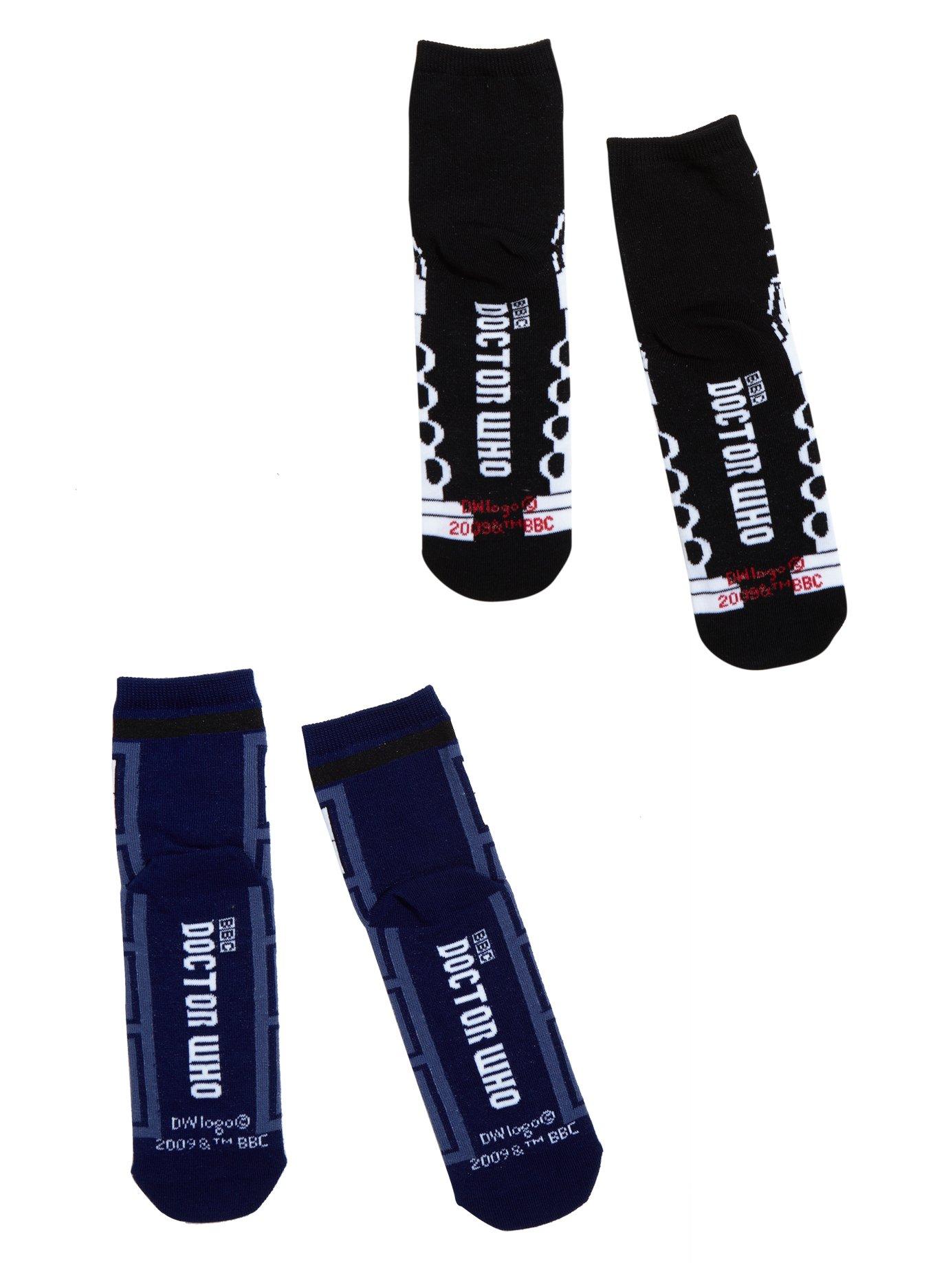 Doctor Who TARDIS Bad Wolf Dalek Ankle Socks 2 Pair, , alternate