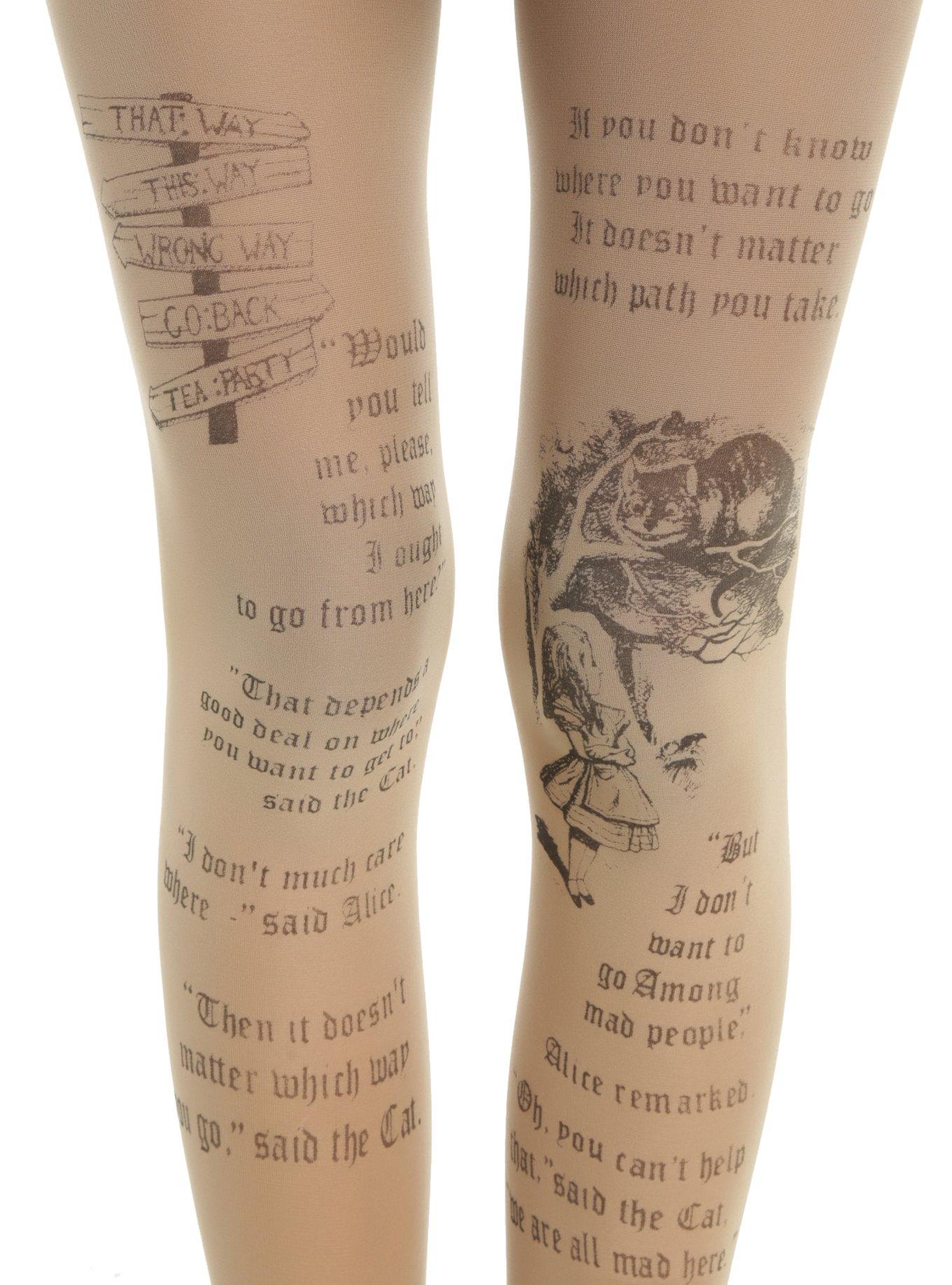 Blackheart Alice In Wonderland Sheer Storybook Tights, , alternate