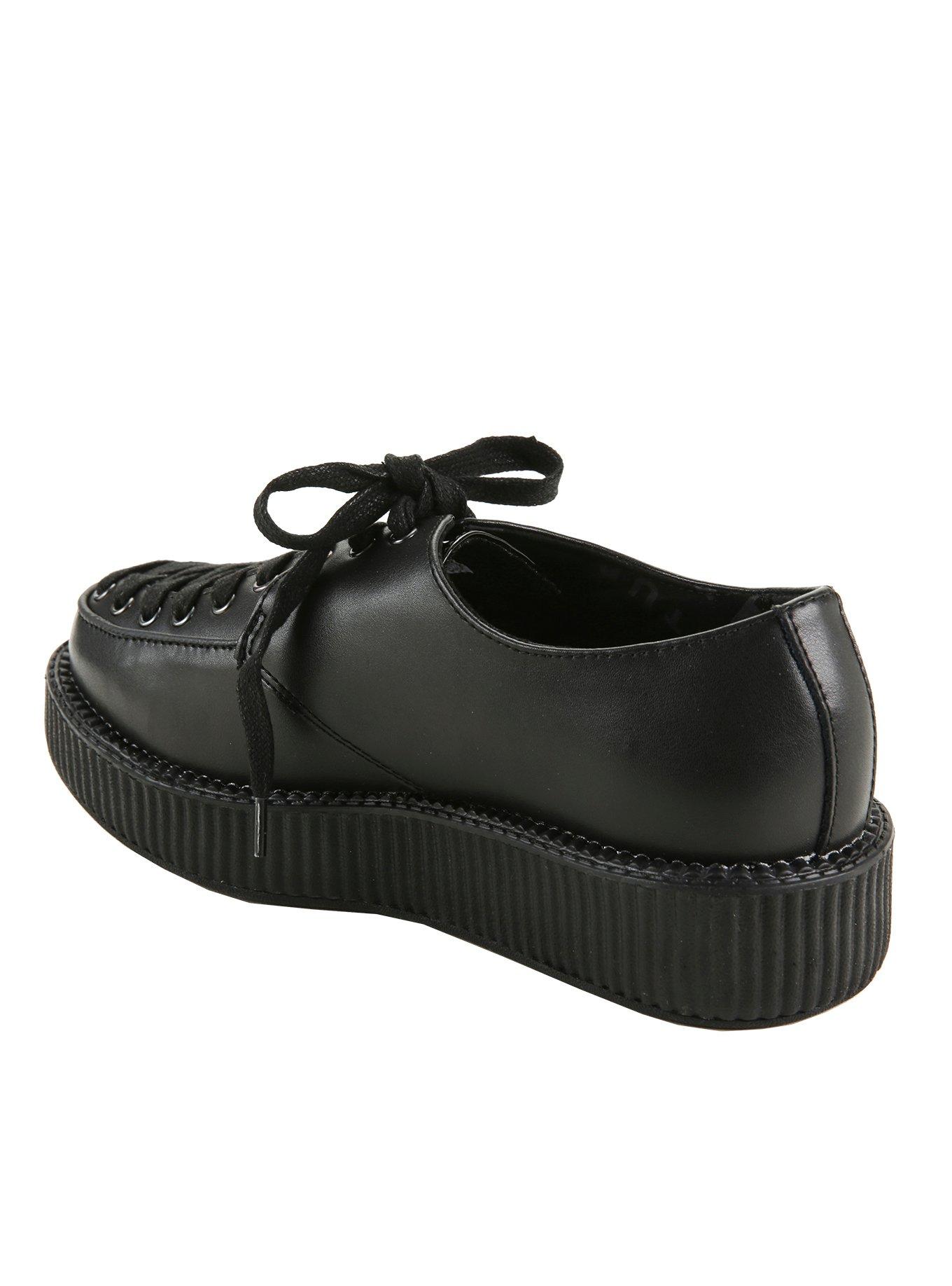 T.U.K. Black Leather Corset Creepers, , alternate