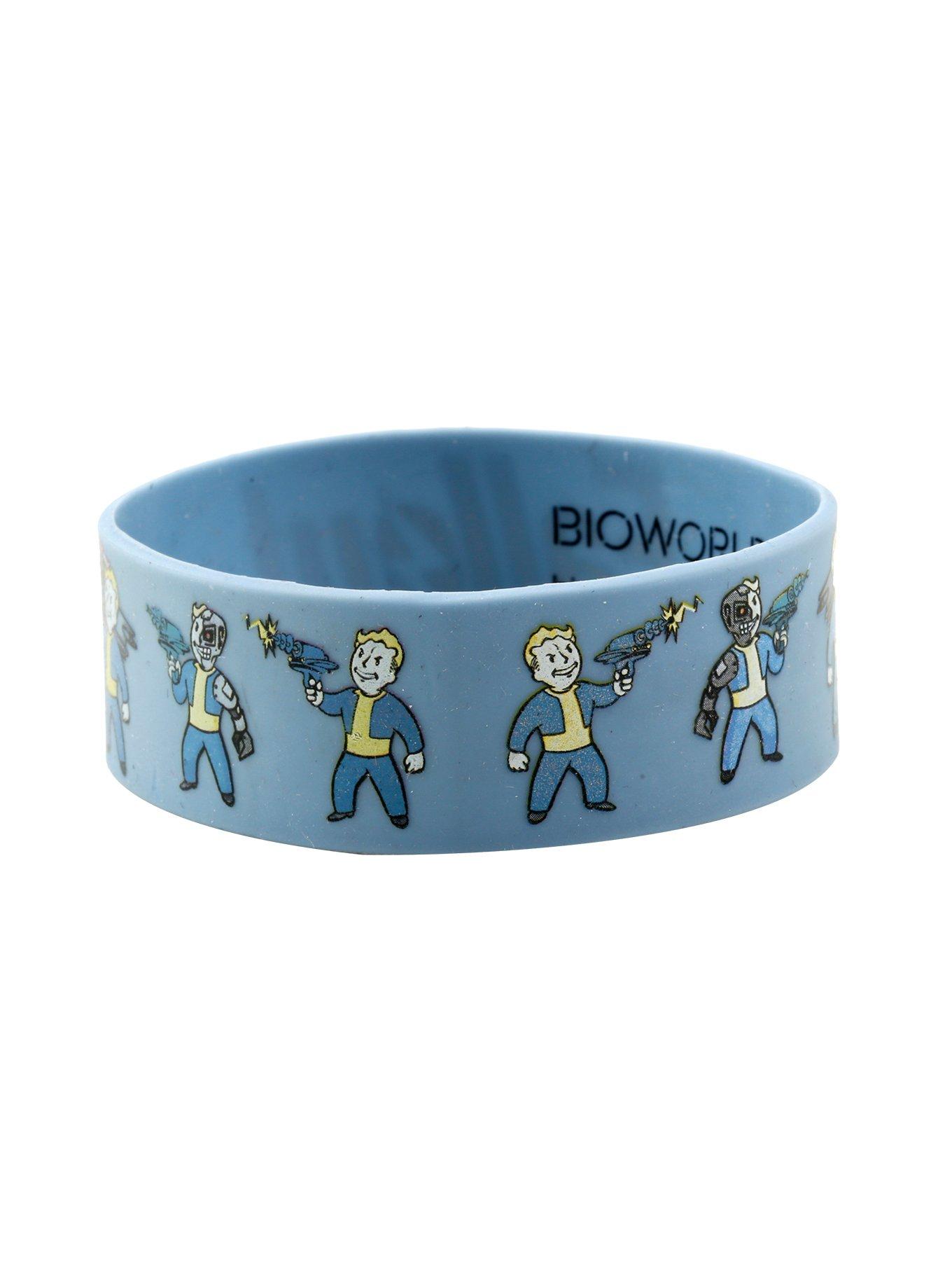 Fallout Vault Boy Guns Logo Rubber Bracelet, , alternate