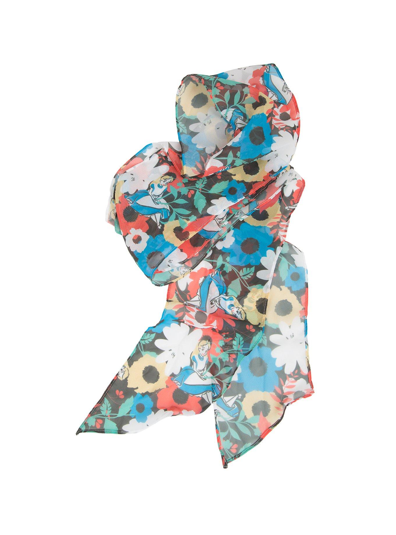 Disney Alice In Wonderland Floral Skinny Scarf, , alternate