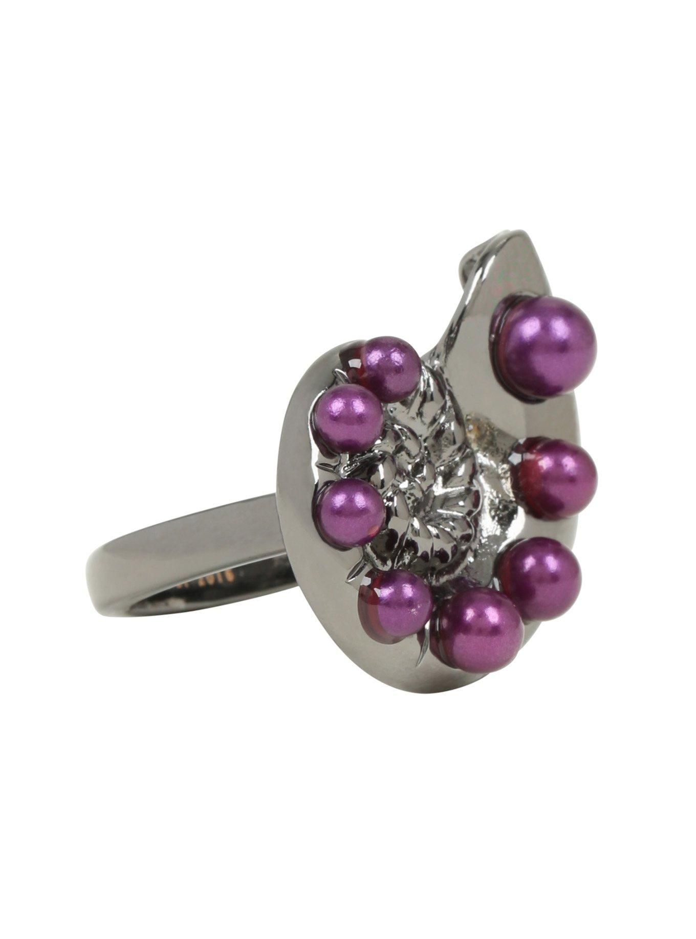 Disney The Little Mermaid Silver & Purple Shell Ring, , alternate