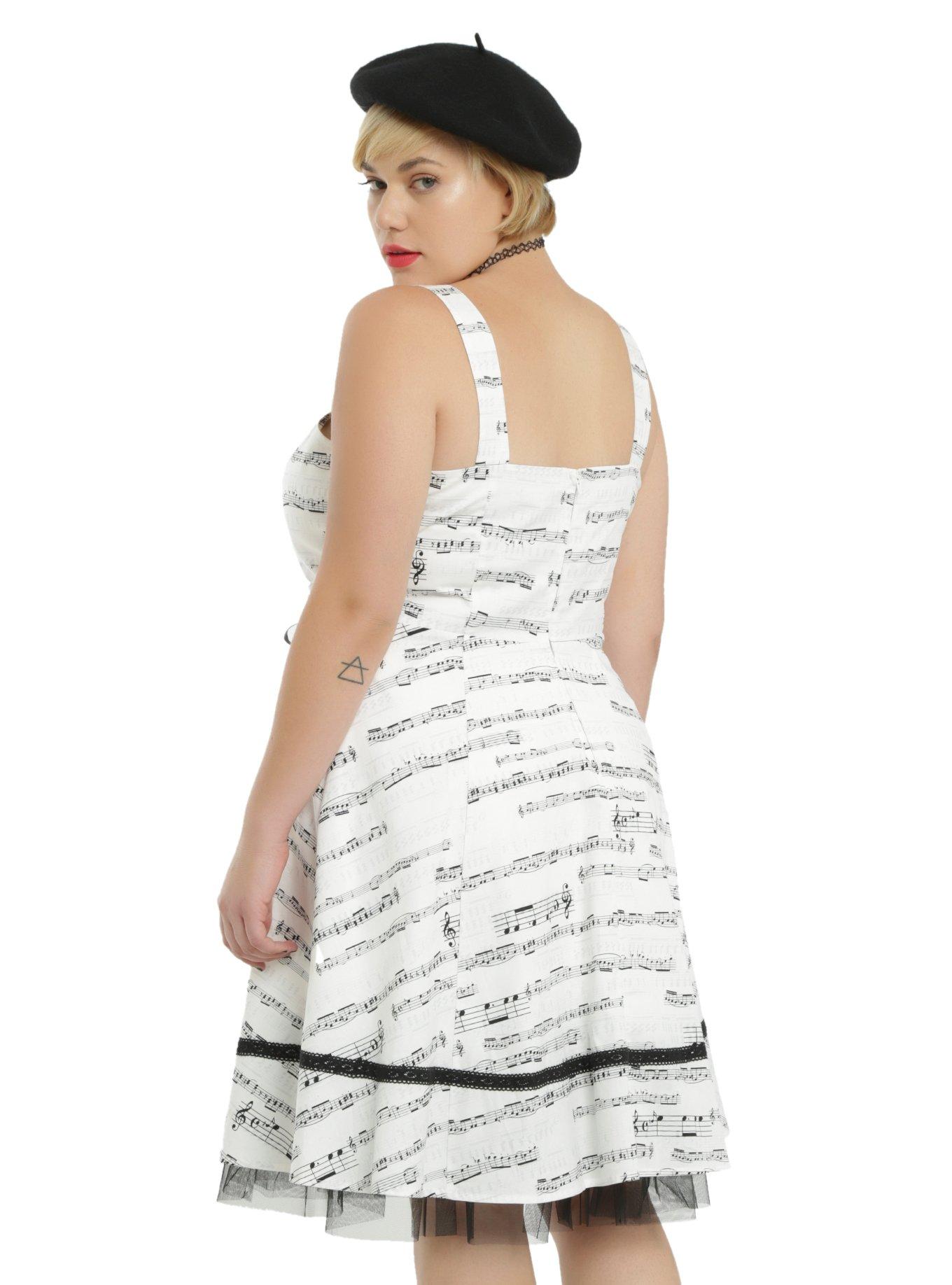 Ivory & Black Music Note Dress Plus Size, , alternate