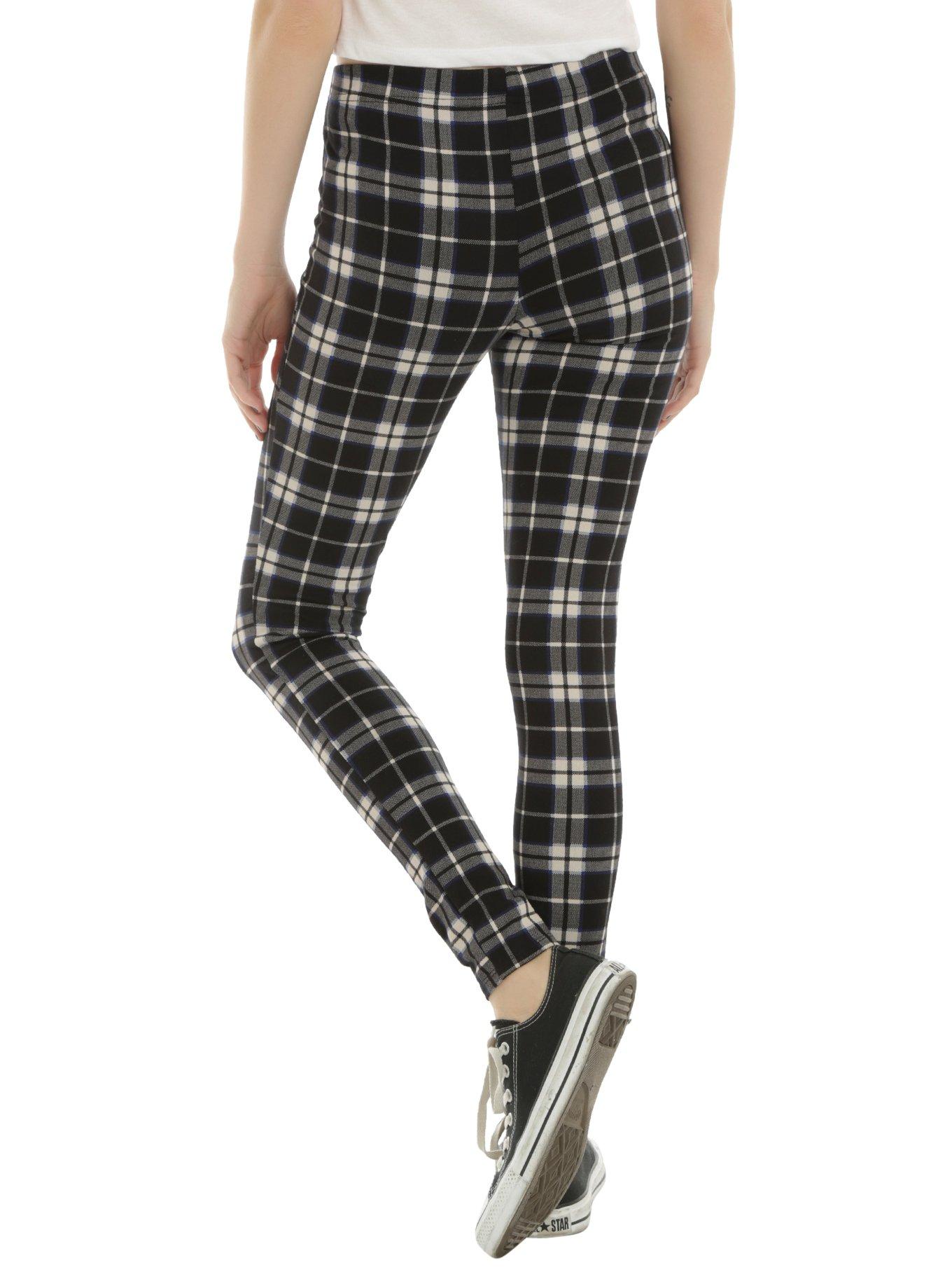 Black & White Plaid Leggings, , alternate