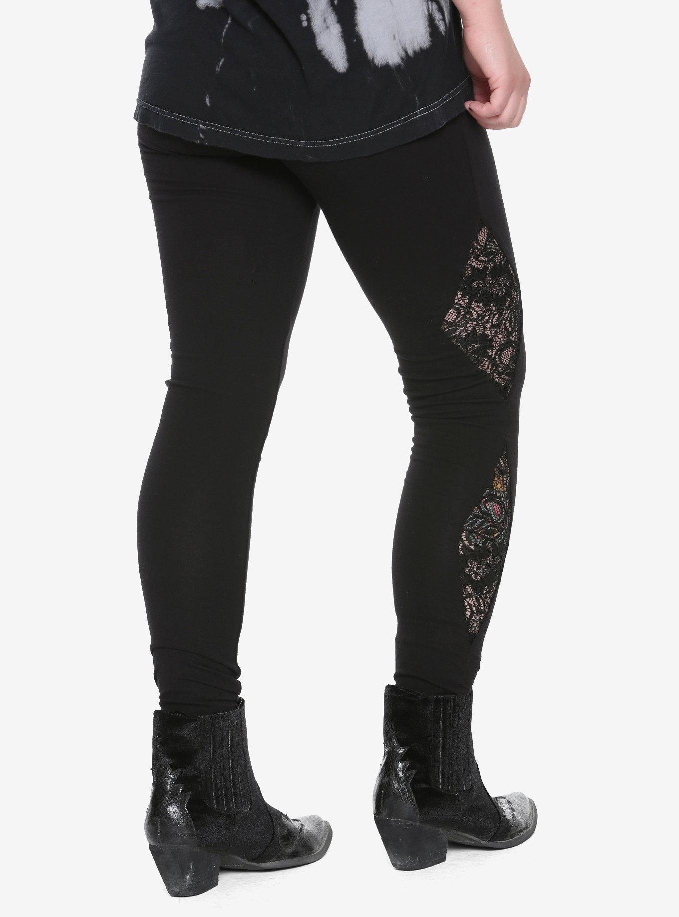 Blackheart Black Lace Leggings, BLACK, alternate