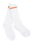 White & Orange Stripe Crew Socks, , alternate